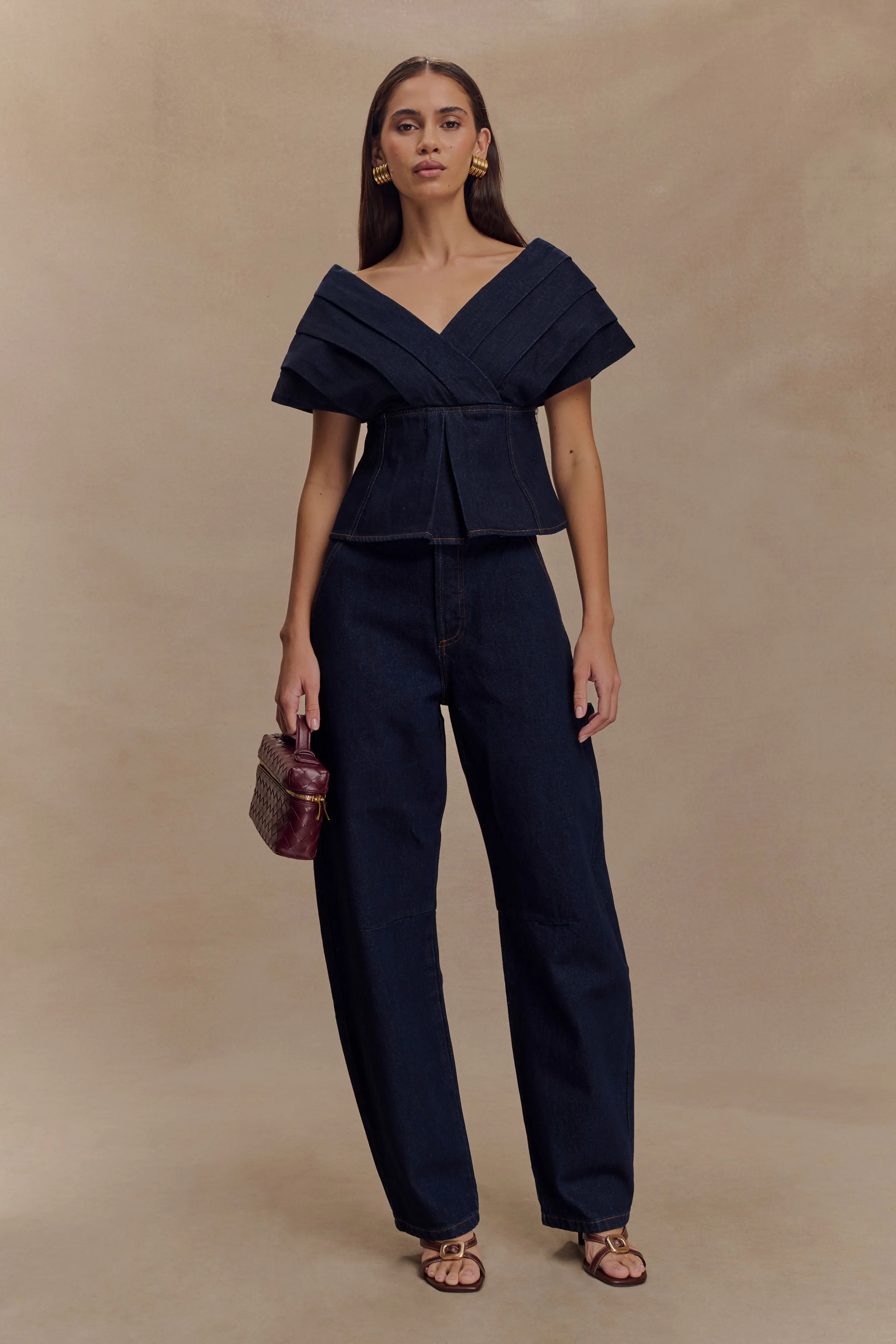 Rayne Off Shoulder Denim Top - Indigo Blue - Image 6