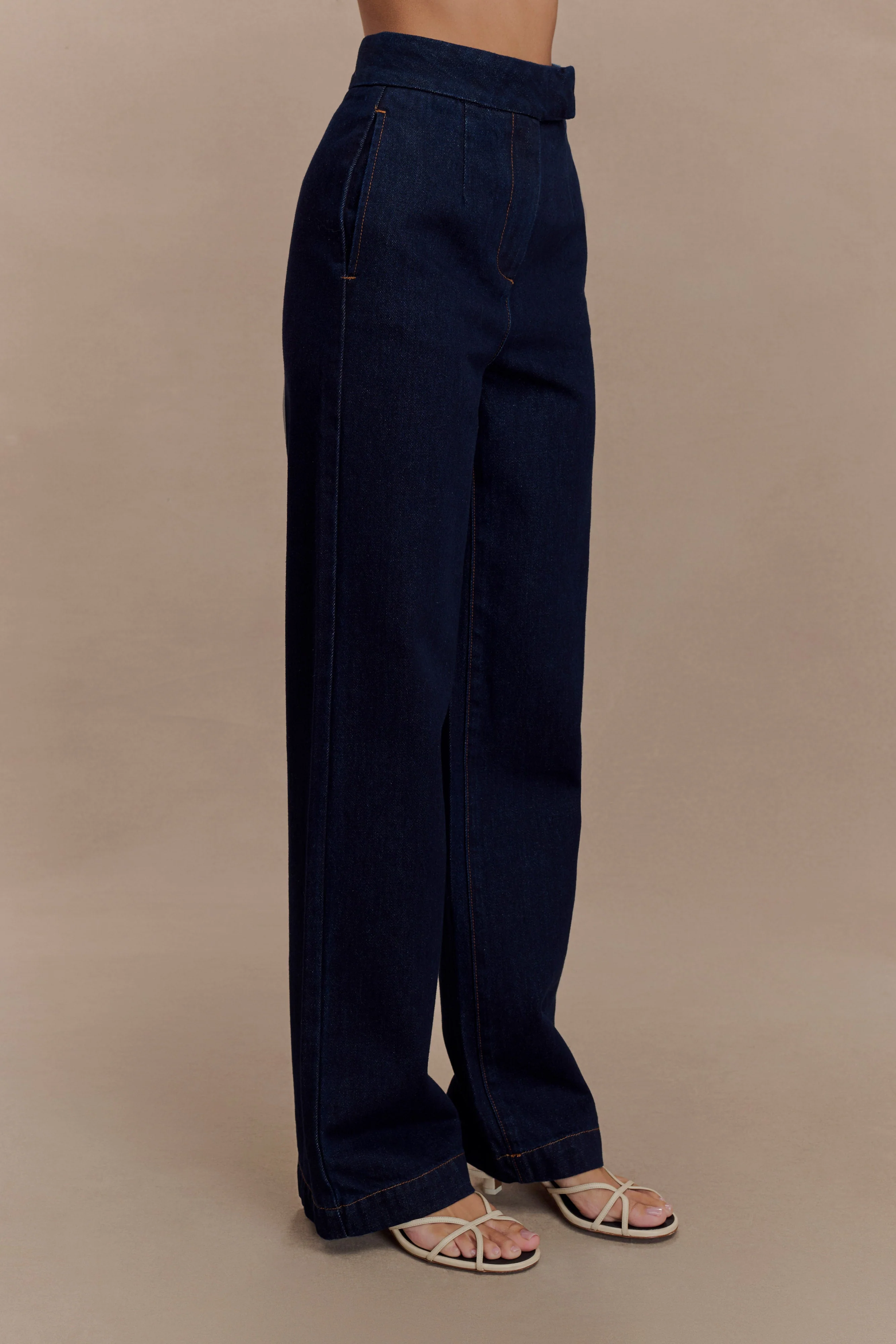 Rayne Wide Leg Denim Jeans - Indigo Blue - Image 3