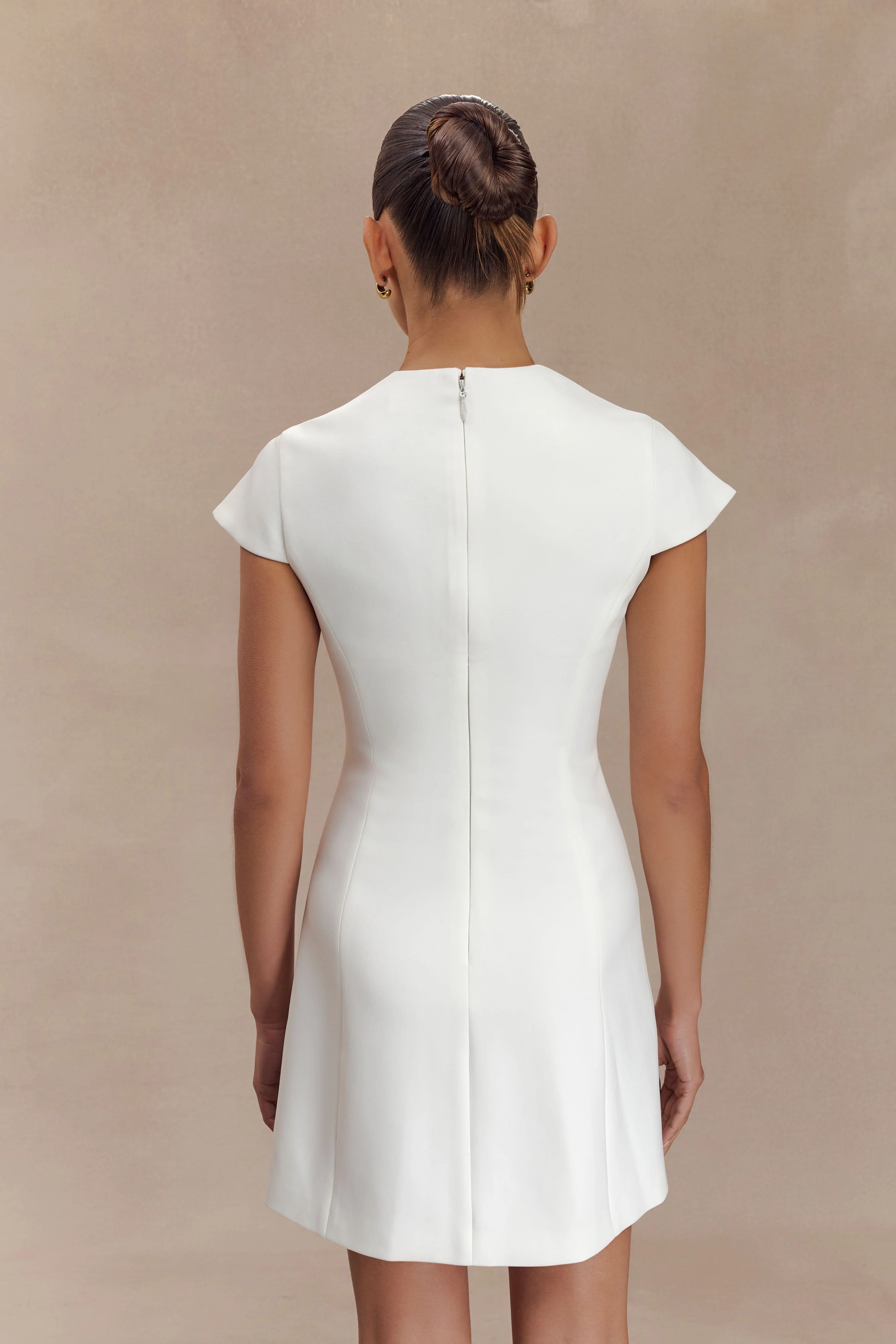 Remi Suiting Mini Dress With Floral Hardware - White - Image 2