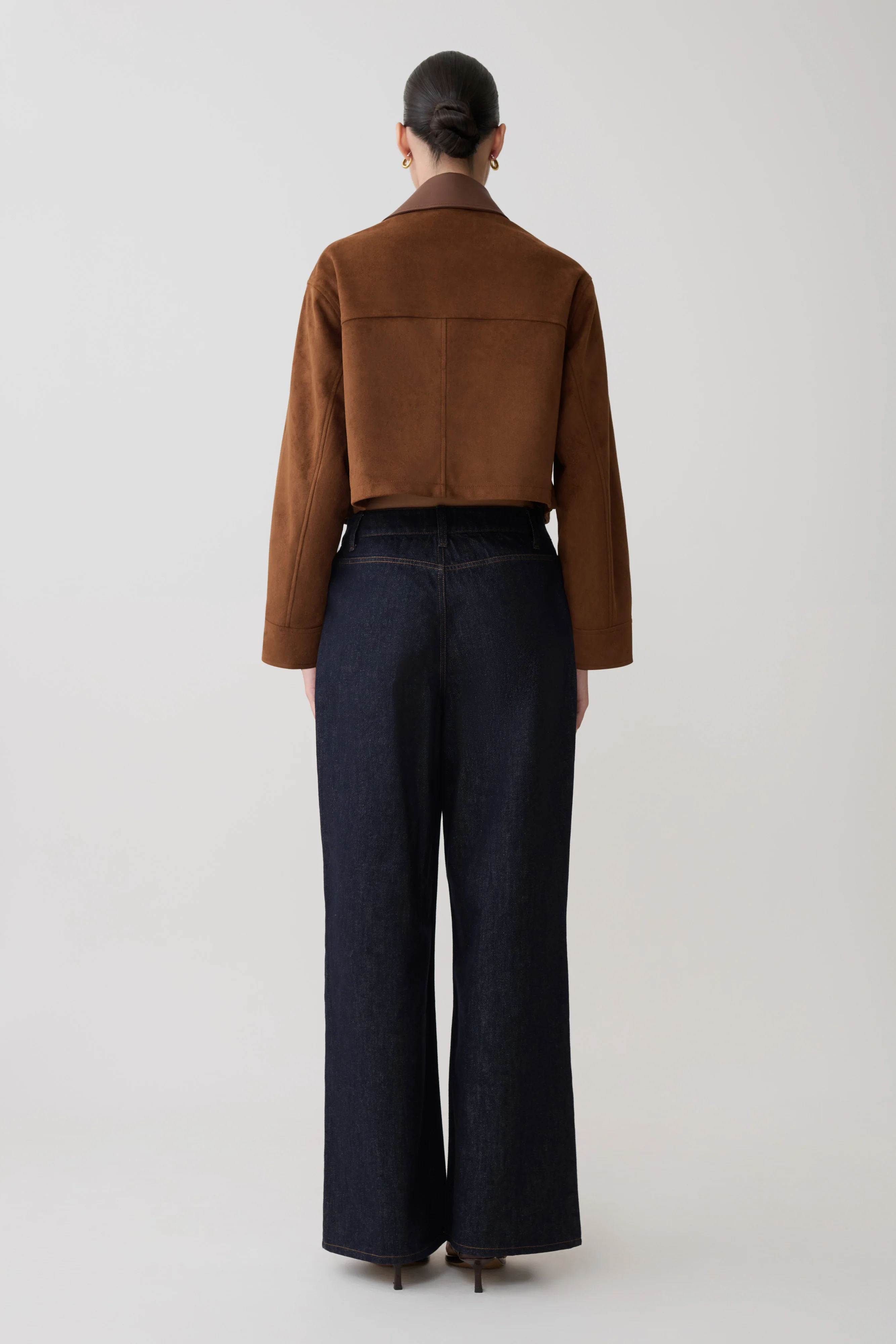 Remy Faux Suede & Leather Collared Jacket - Tan - Image 2