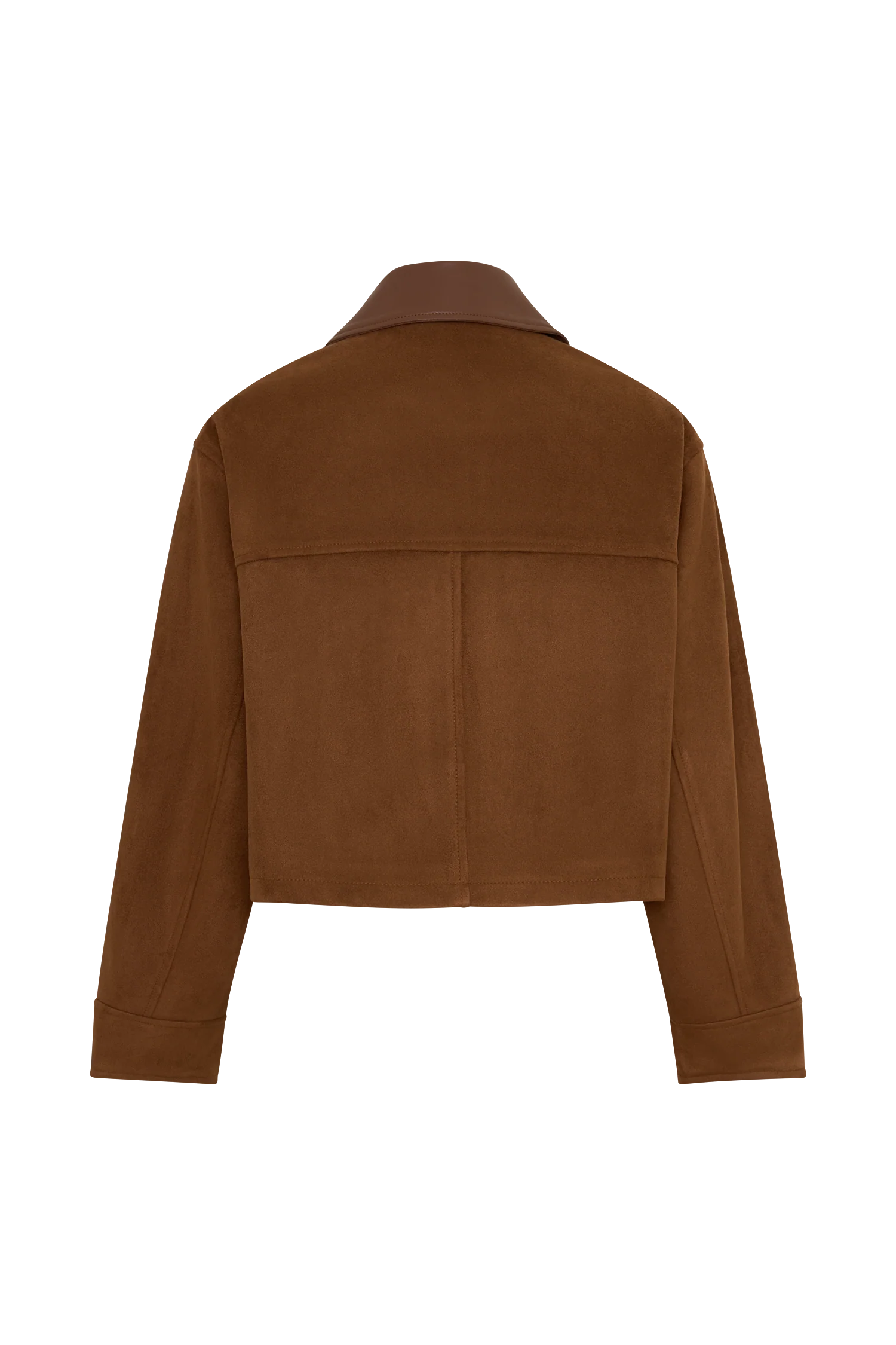 Remy Faux Suede & Leather Collared Jacket - Tan - Image 9