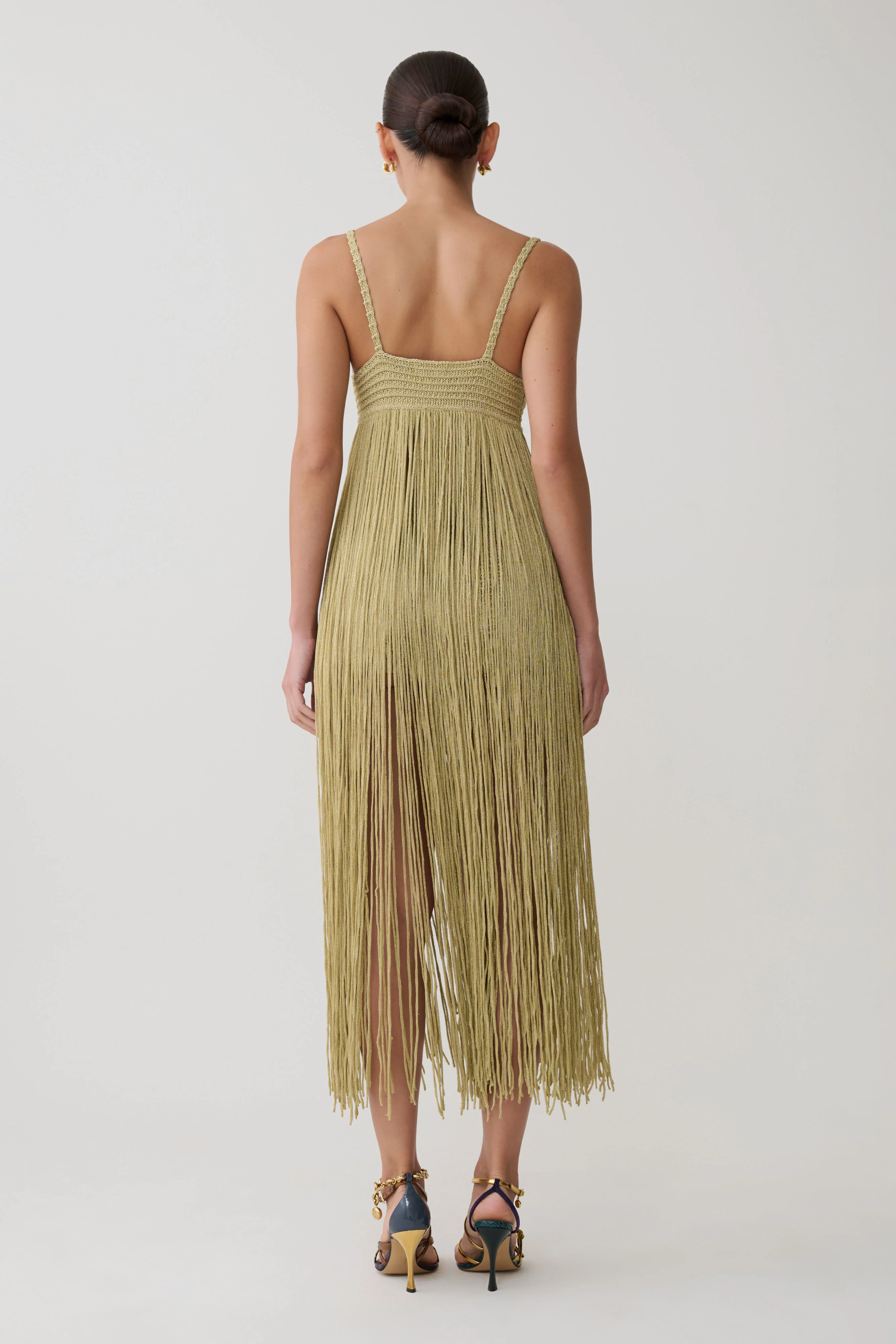 Renee Lurex Crochet Maxi Dress - Gold - Image 3