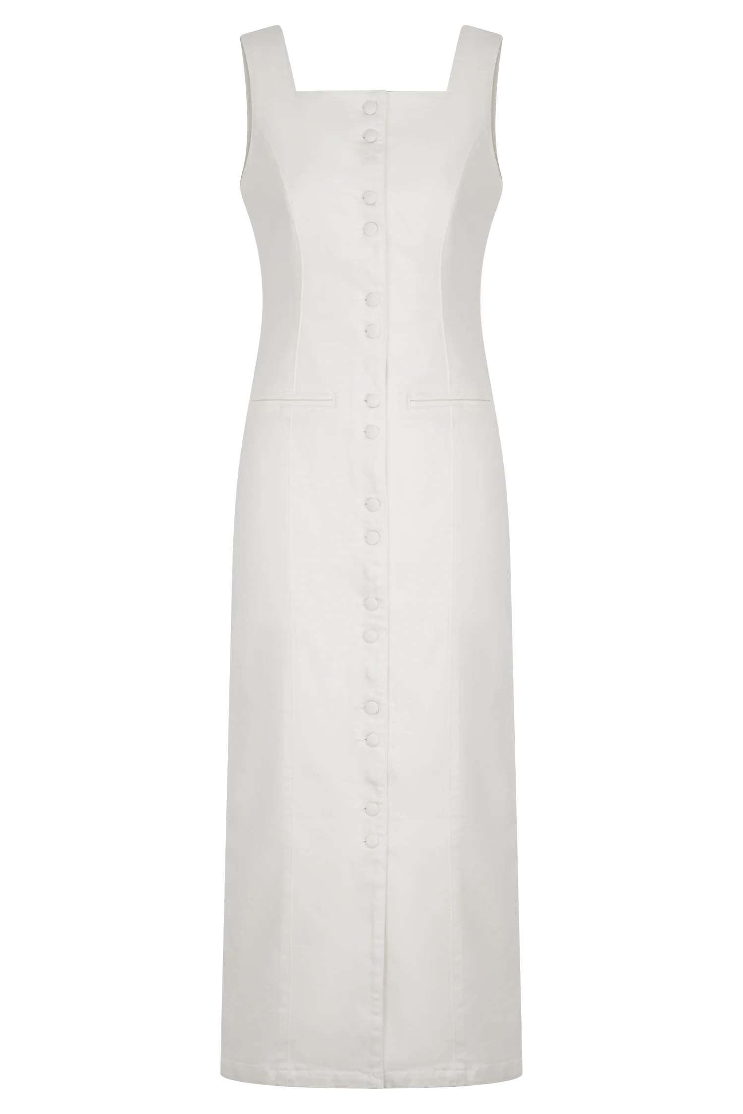 Reyna Denim Midi Dress - White - Image 8