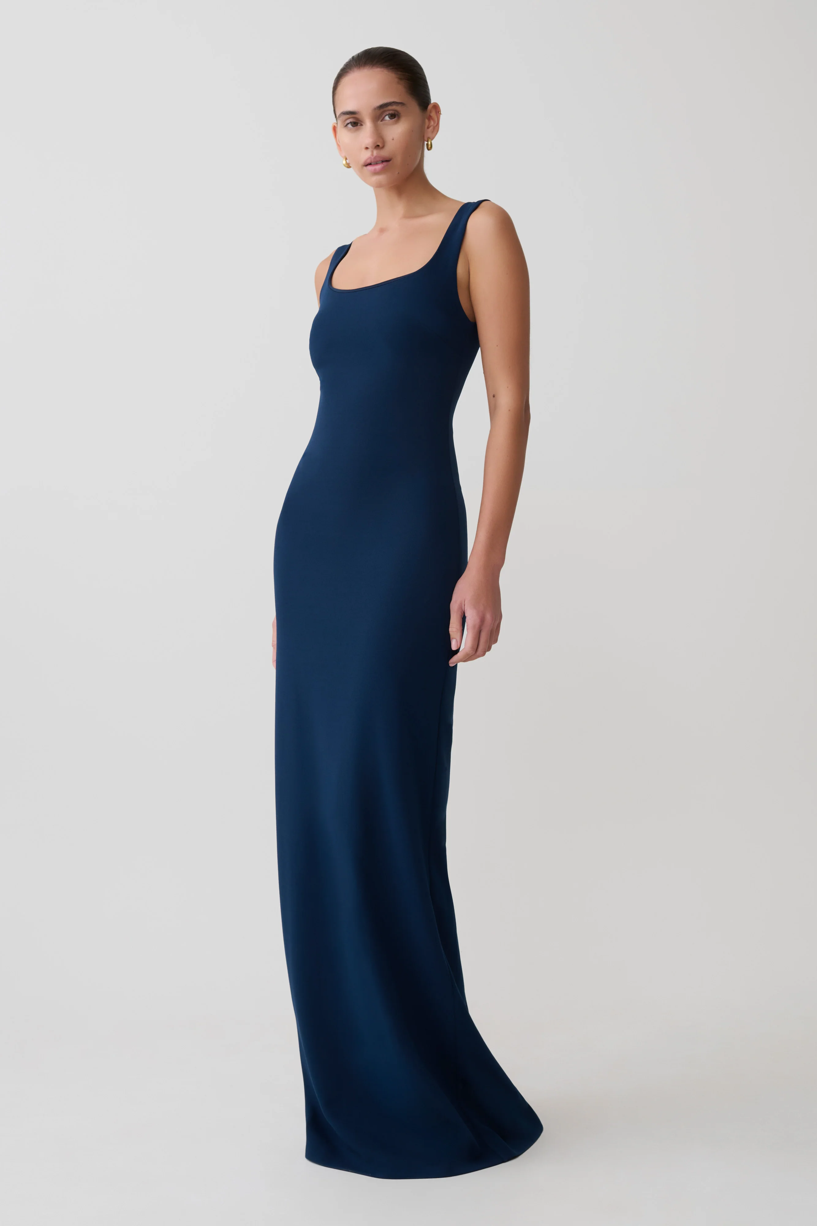 Rhea Detachable Cape Jersey Maxi Dress - Navy - Image 6