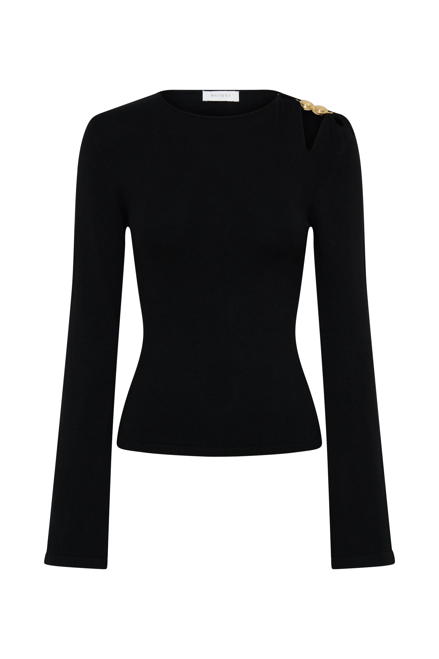 Ricky Knit Long Sleeve Longline Top - Black - Image 8