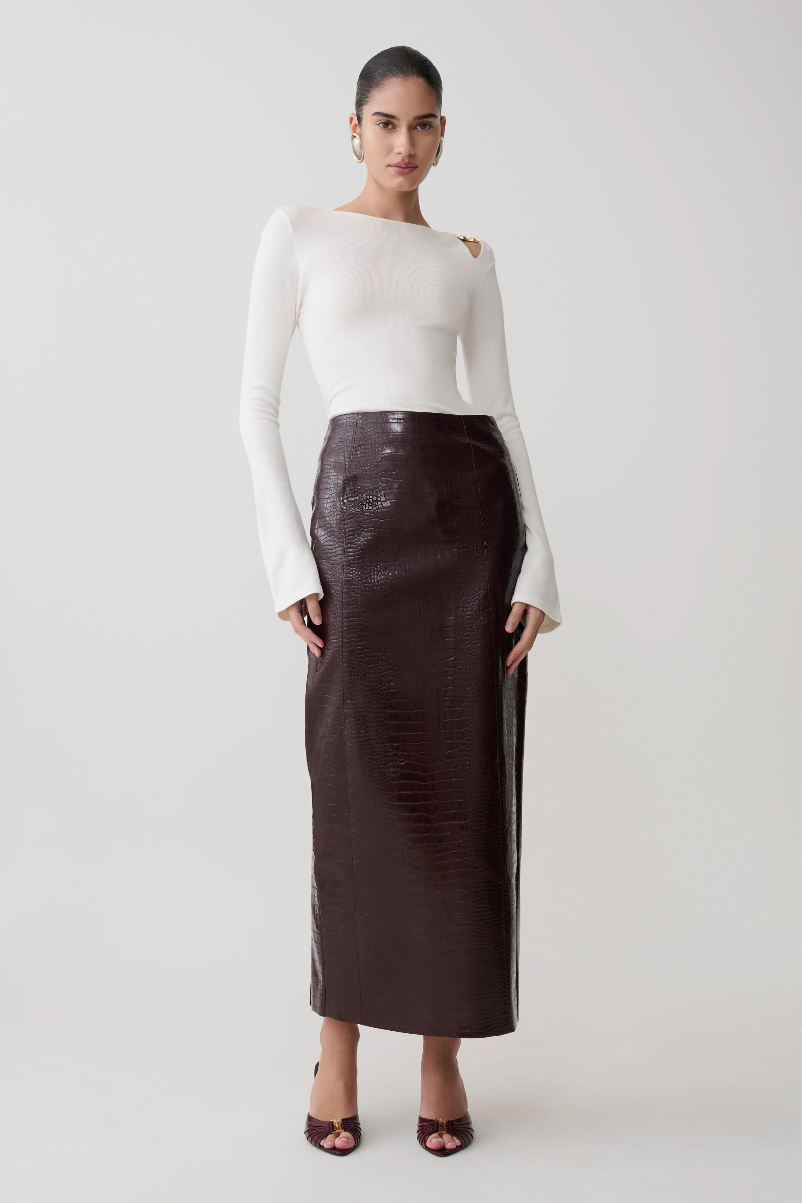 Ricky Knit Long Sleeve Longline Top - Ivory - Image 5