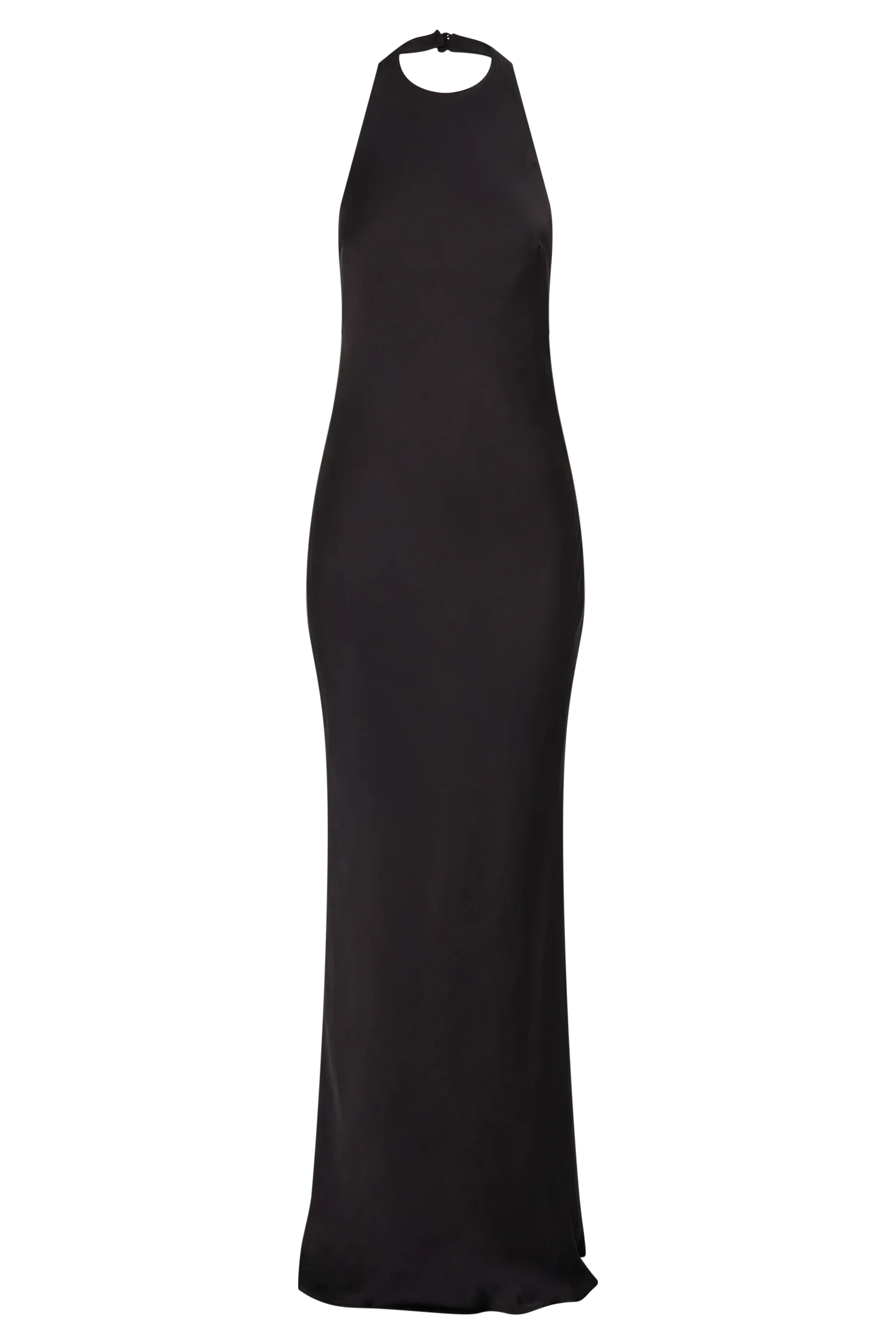 Rinna Satin Halter Maxi Dress - Black - Image 9