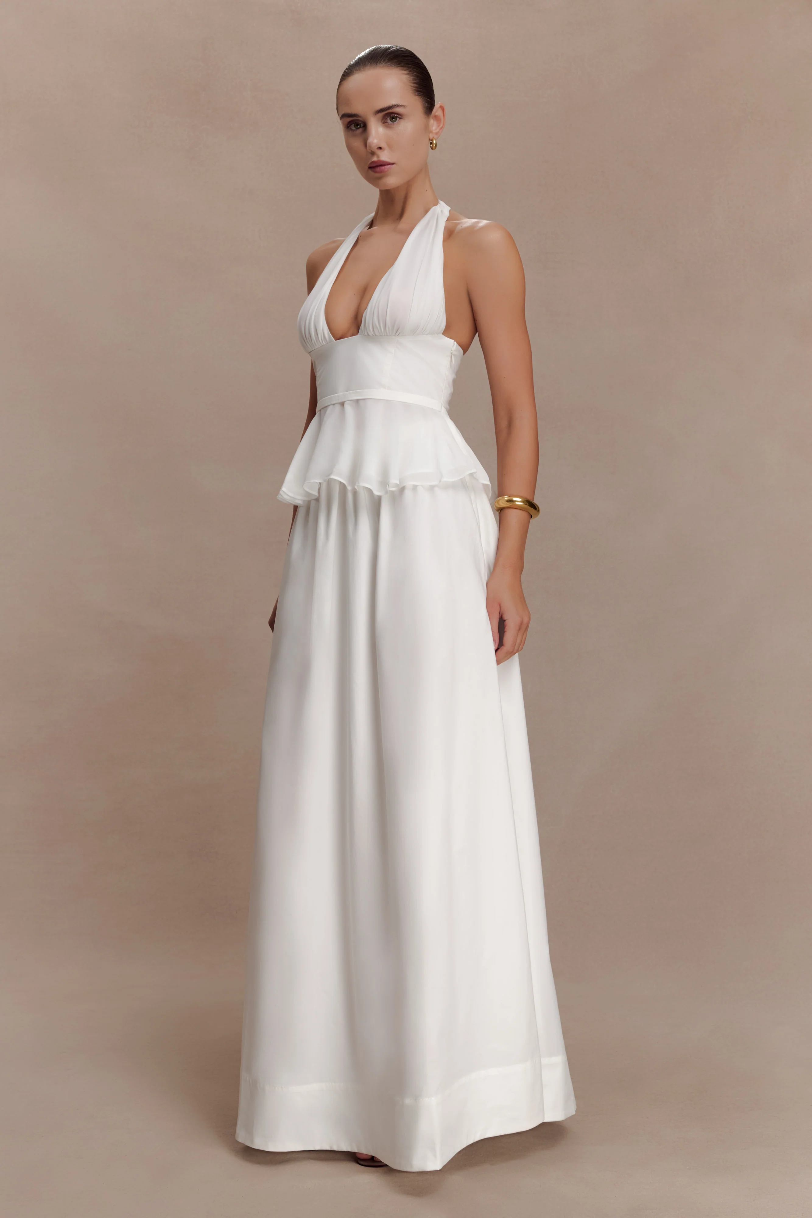 River Gathered Maxi Skirt - White - Image 4