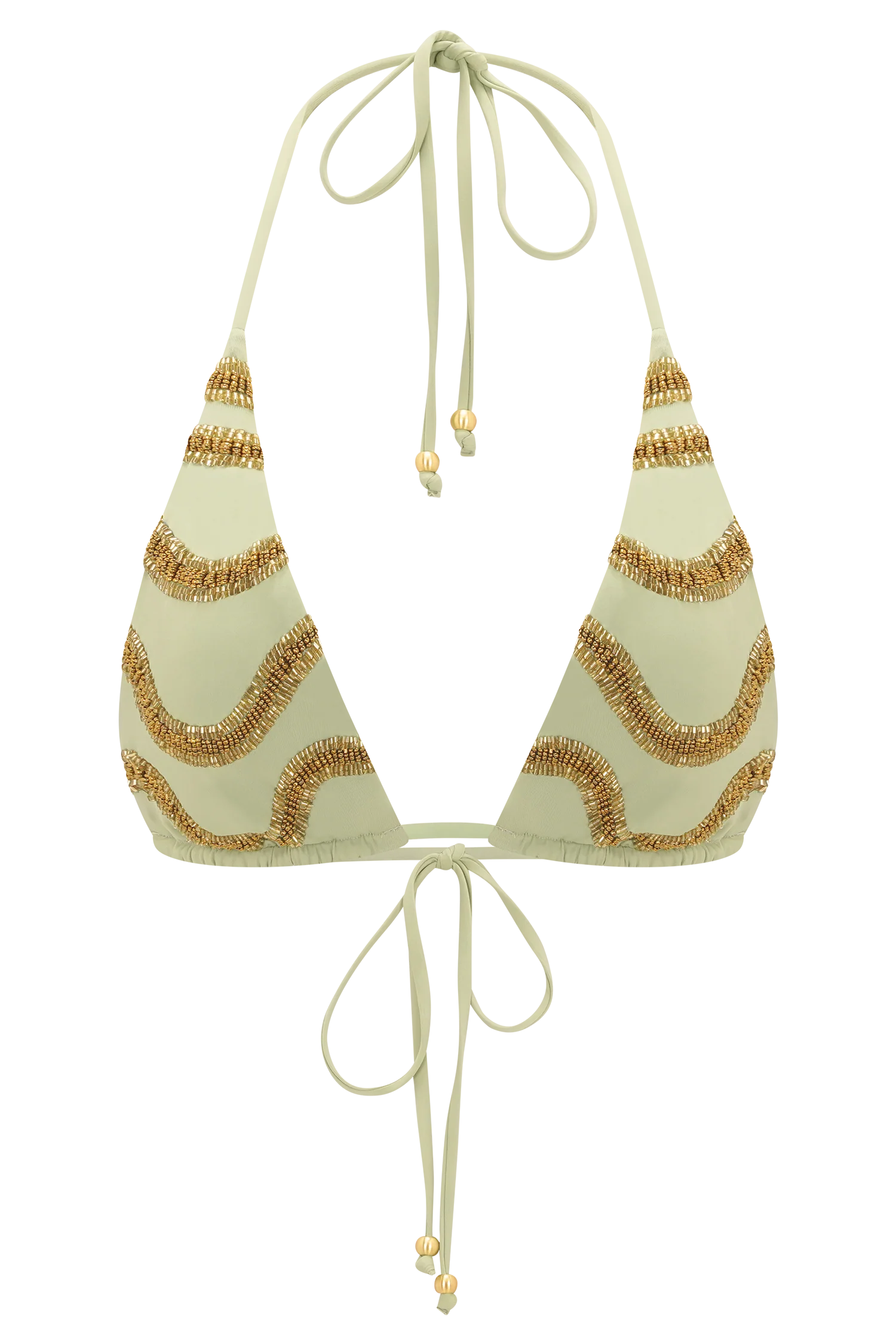 Robyn Beaded Triangle Bikini Top - Sage - Image 11