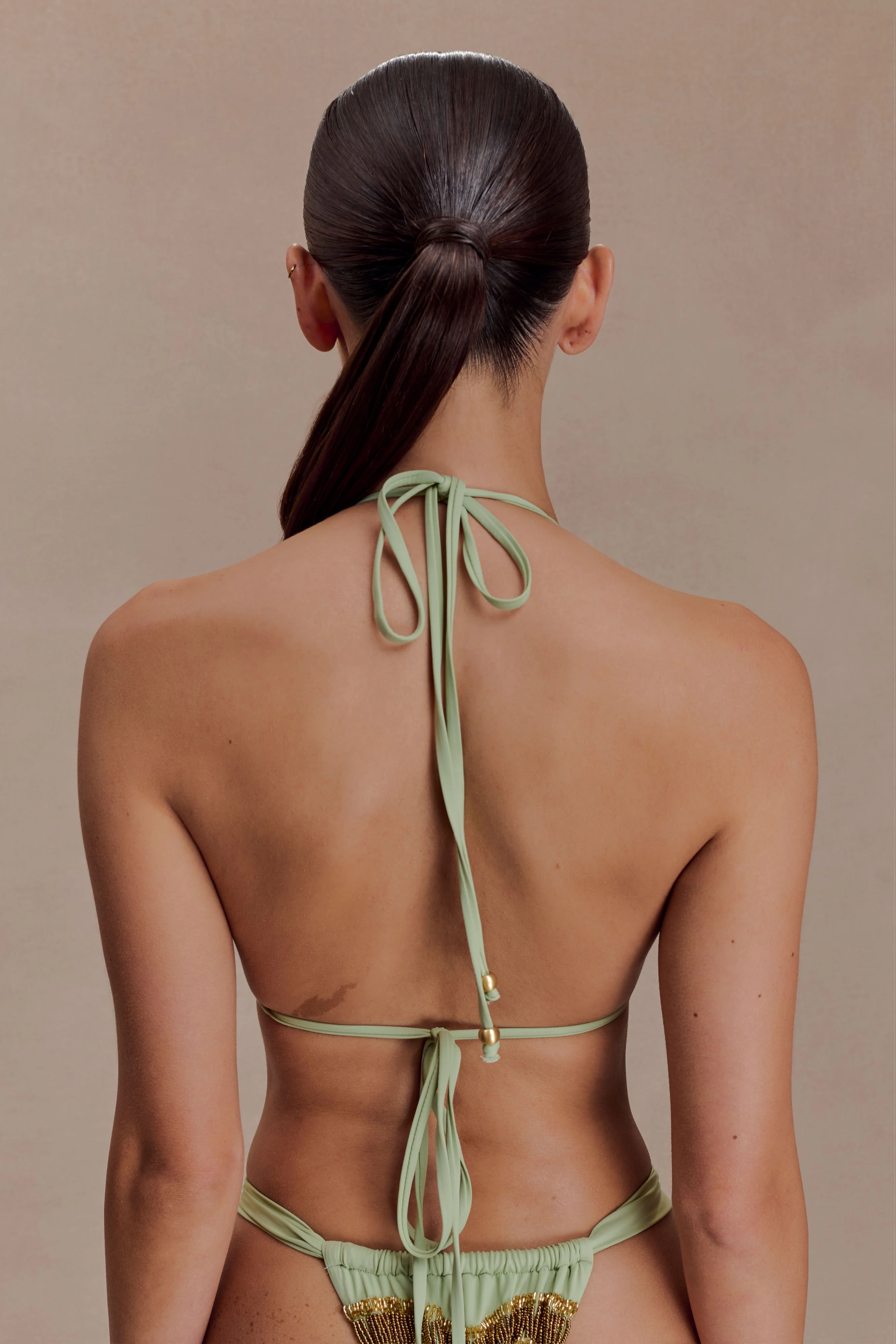 Robyn Beaded Triangle Bikini Top - Sage - Image 4