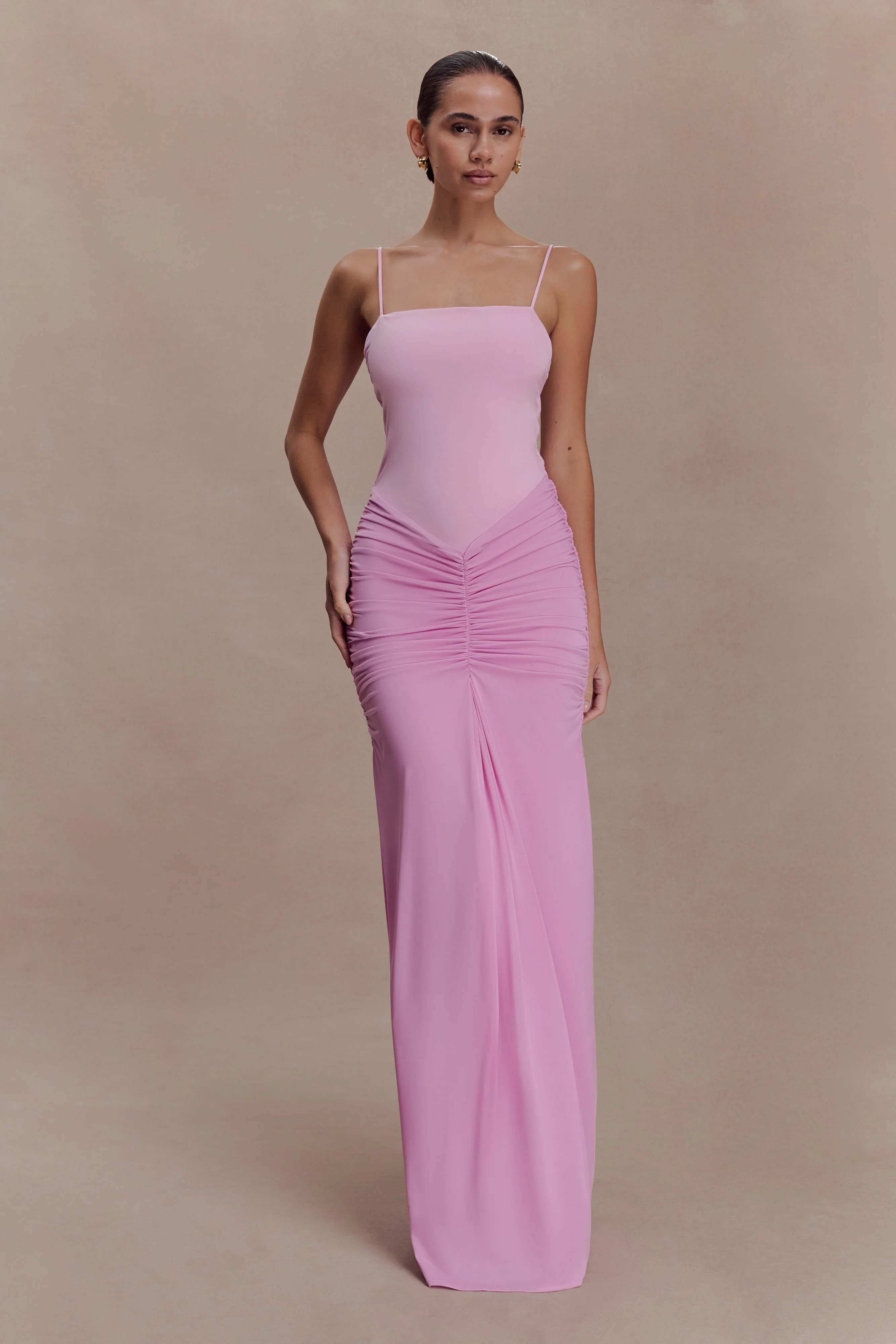 Roisin Slinky Maxi Dress - Powder Pink - Image 3