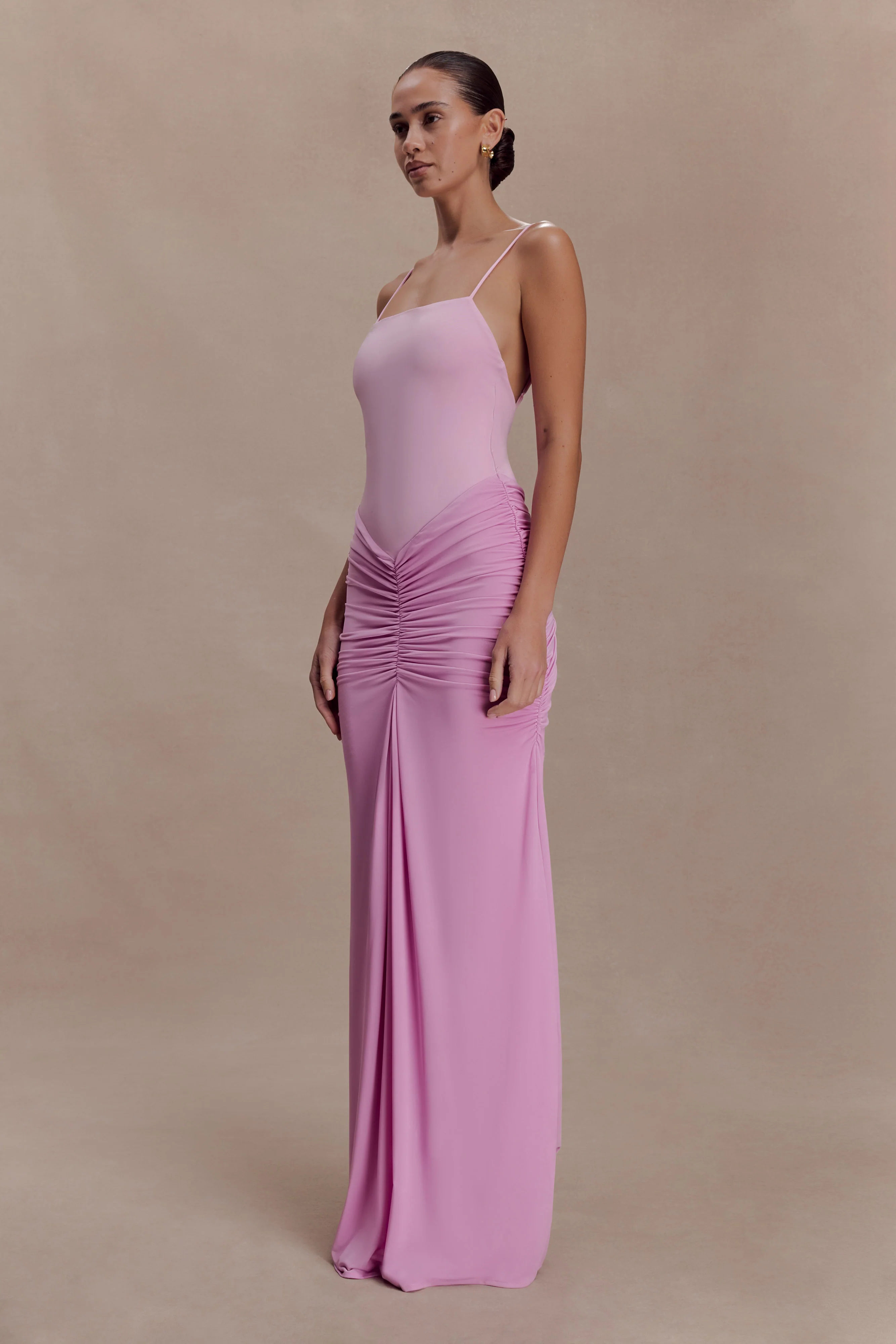 Roisin Slinky Maxi Dress - Powder Pink - Image 5
