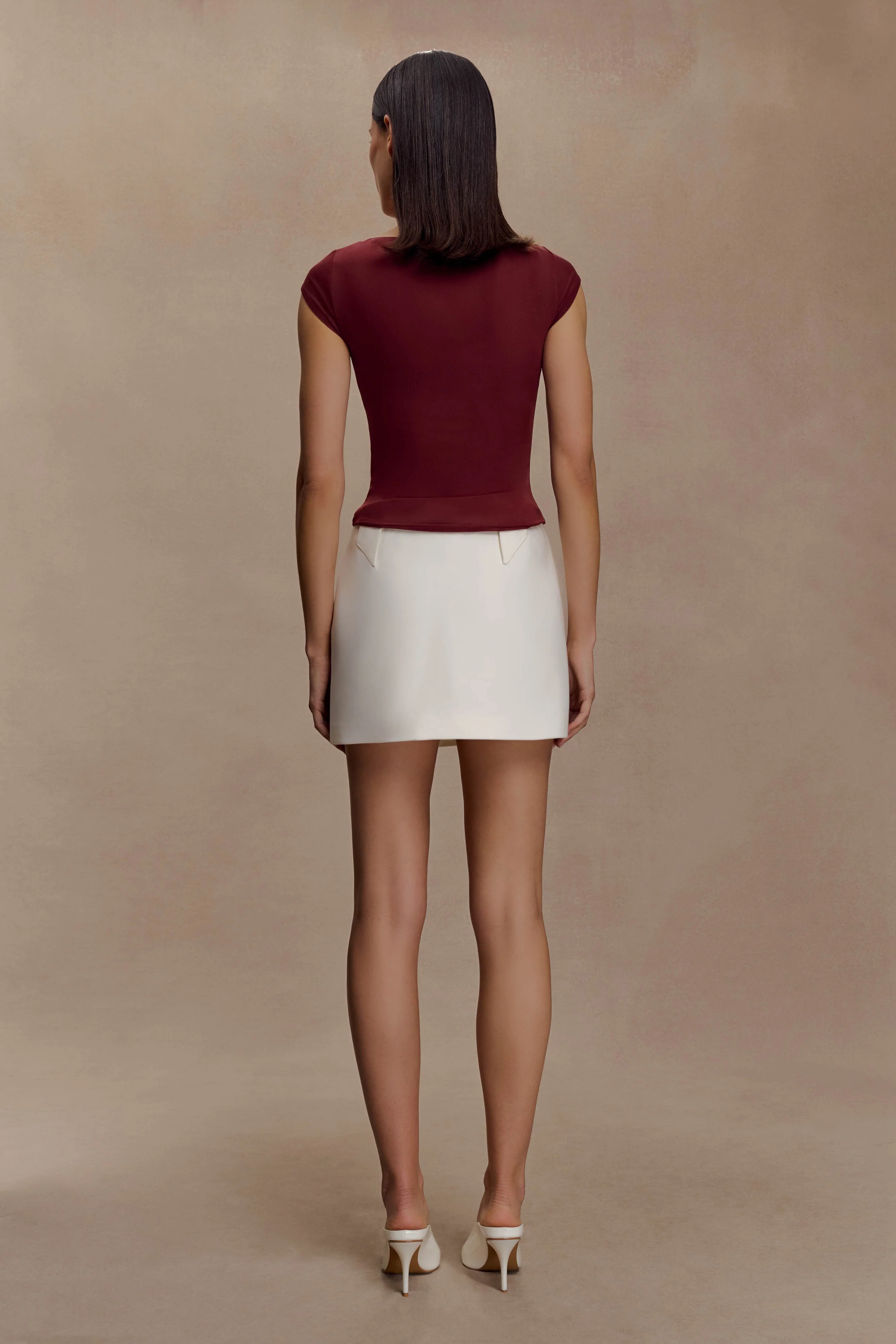 Romana Short Sleeve Mesh Top - Burgundy - Image 5