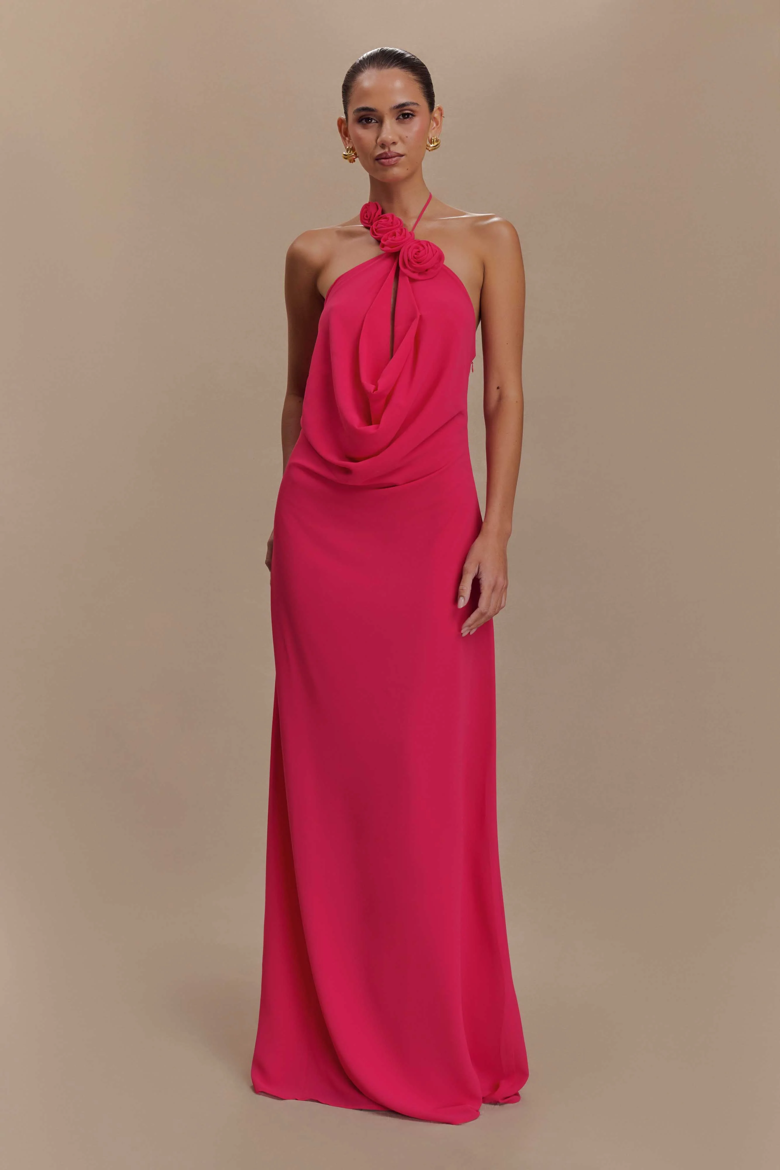 Rosalia Cowl Neck Maxi Dress - Raspberry - Image 5
