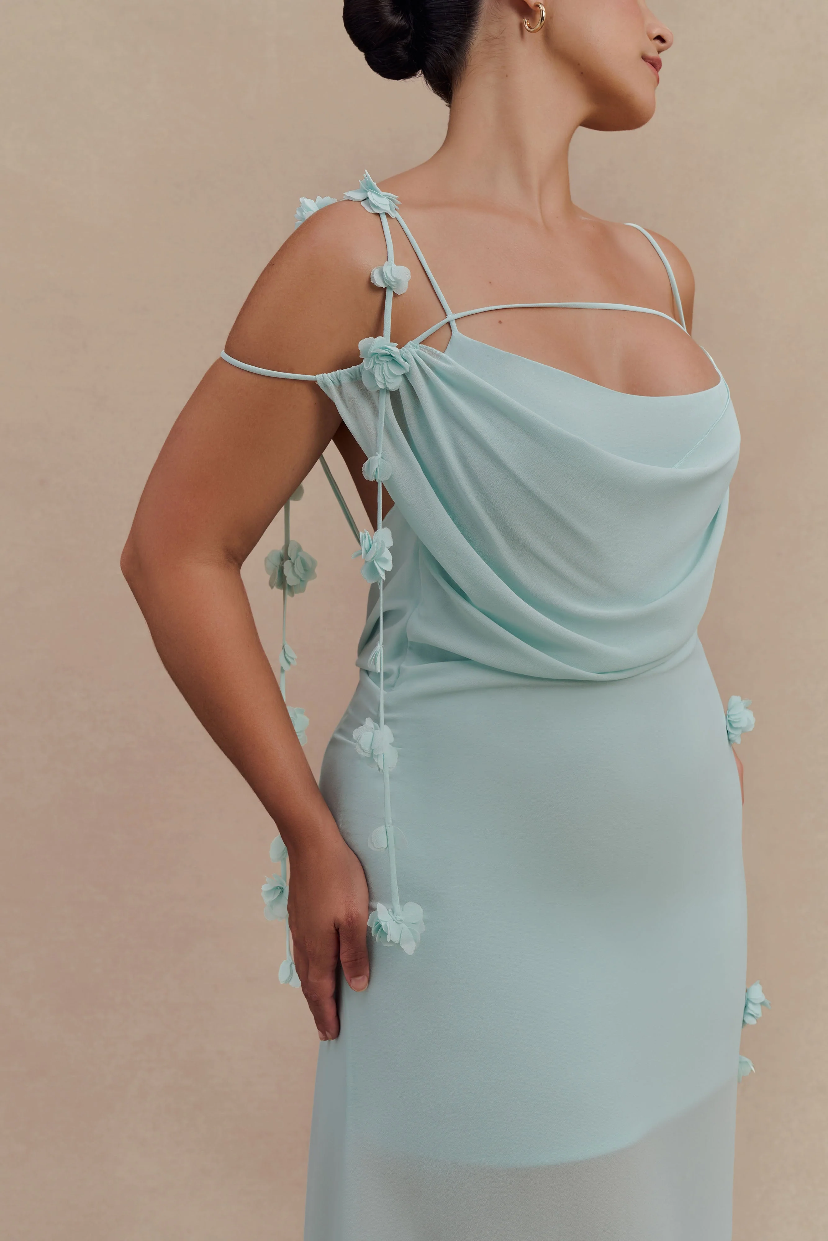 Rosalie Floral Chiffon Maxi Dress - Lagoon - Image 7
