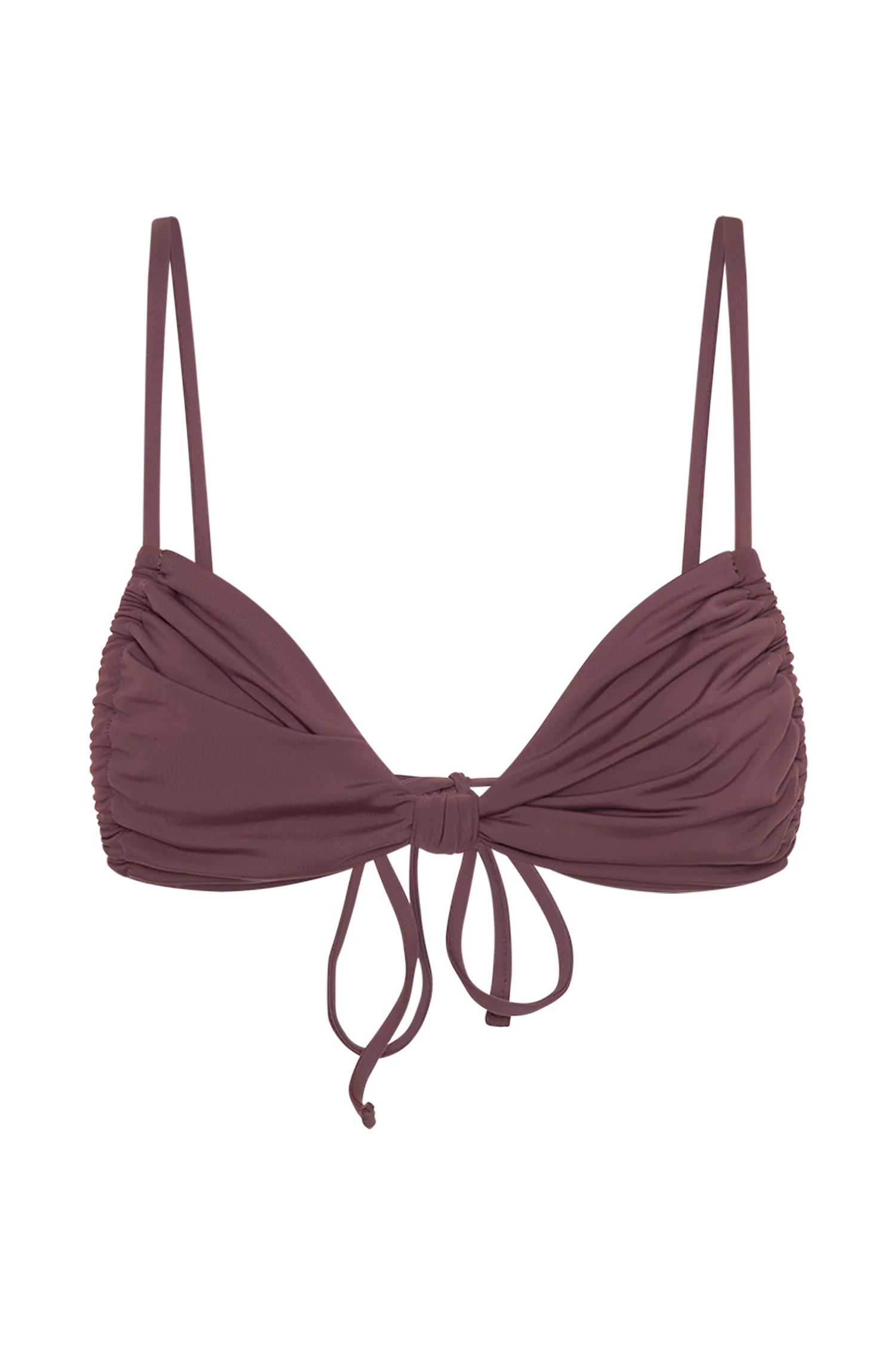 Rosmunda Ruched Bikini Top - Chocolate - Image 10