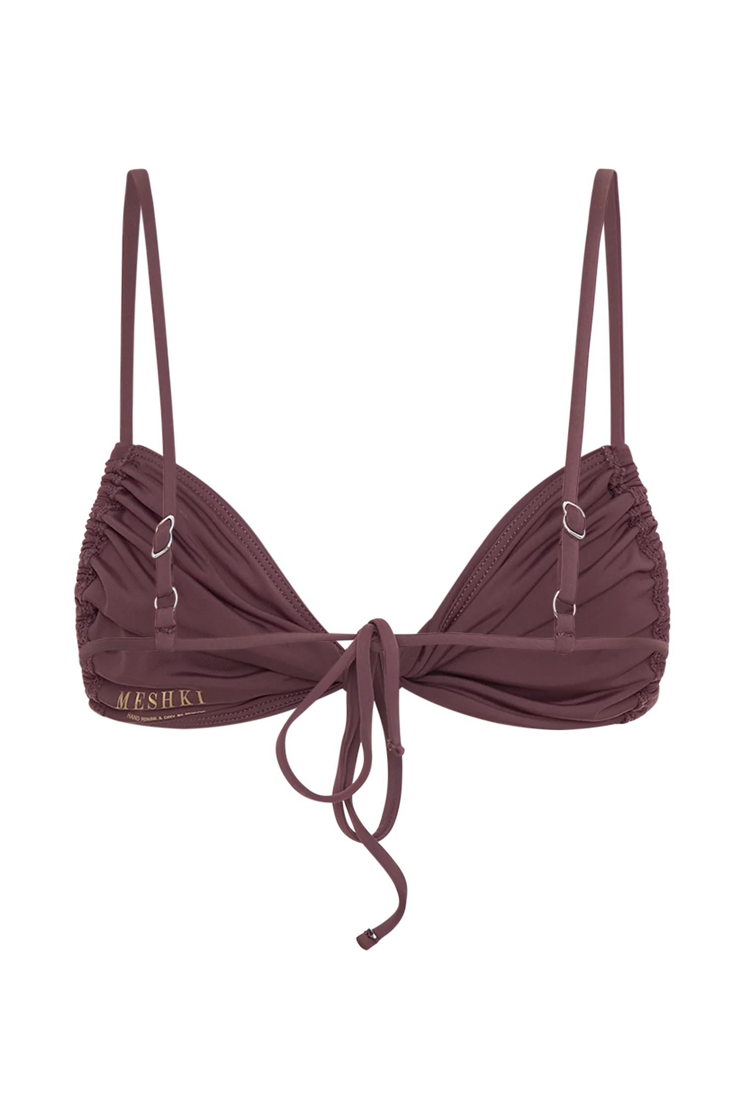 Rosmunda Ruched Bikini Top - Chocolate - Image 9