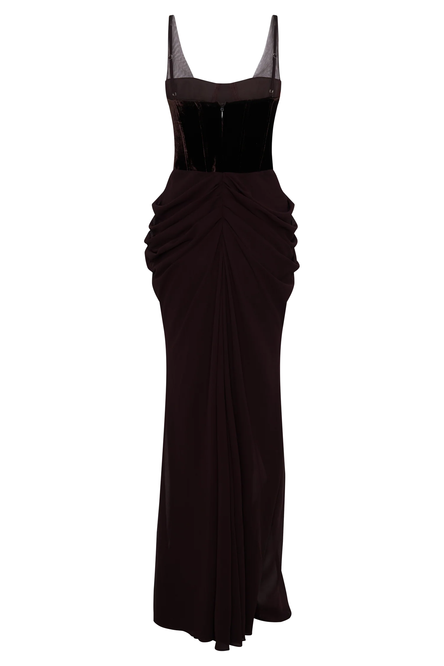 Roxanne Velvet Corset Maxi Dress - Cacao Brown - Image 6
