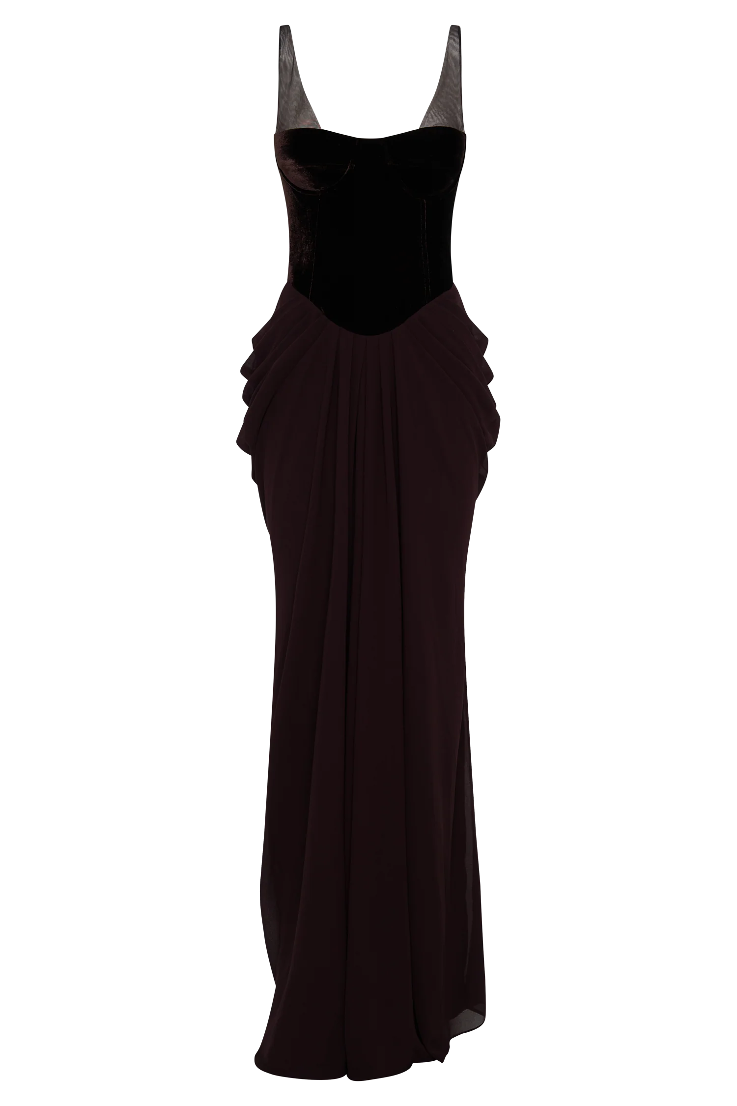 Roxanne Velvet Corset Maxi Dress - Cacao Brown - Image 7