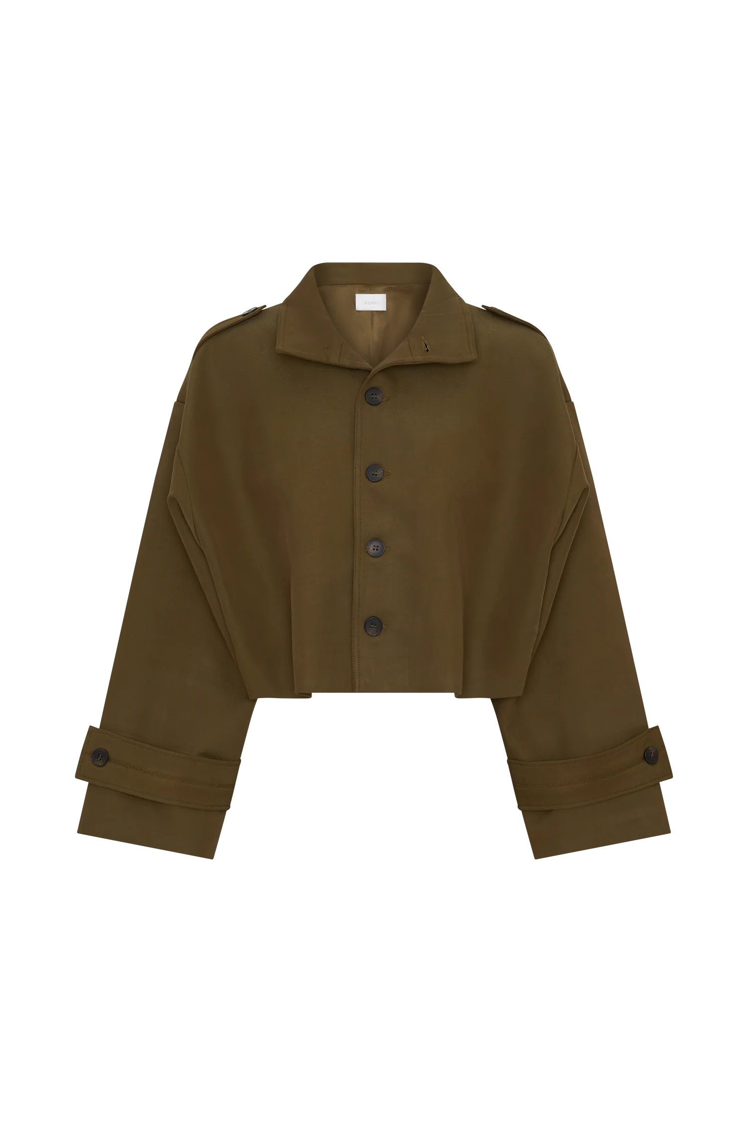 Rue Funnel Neck Bomber Jacket - Khaki - Image 8