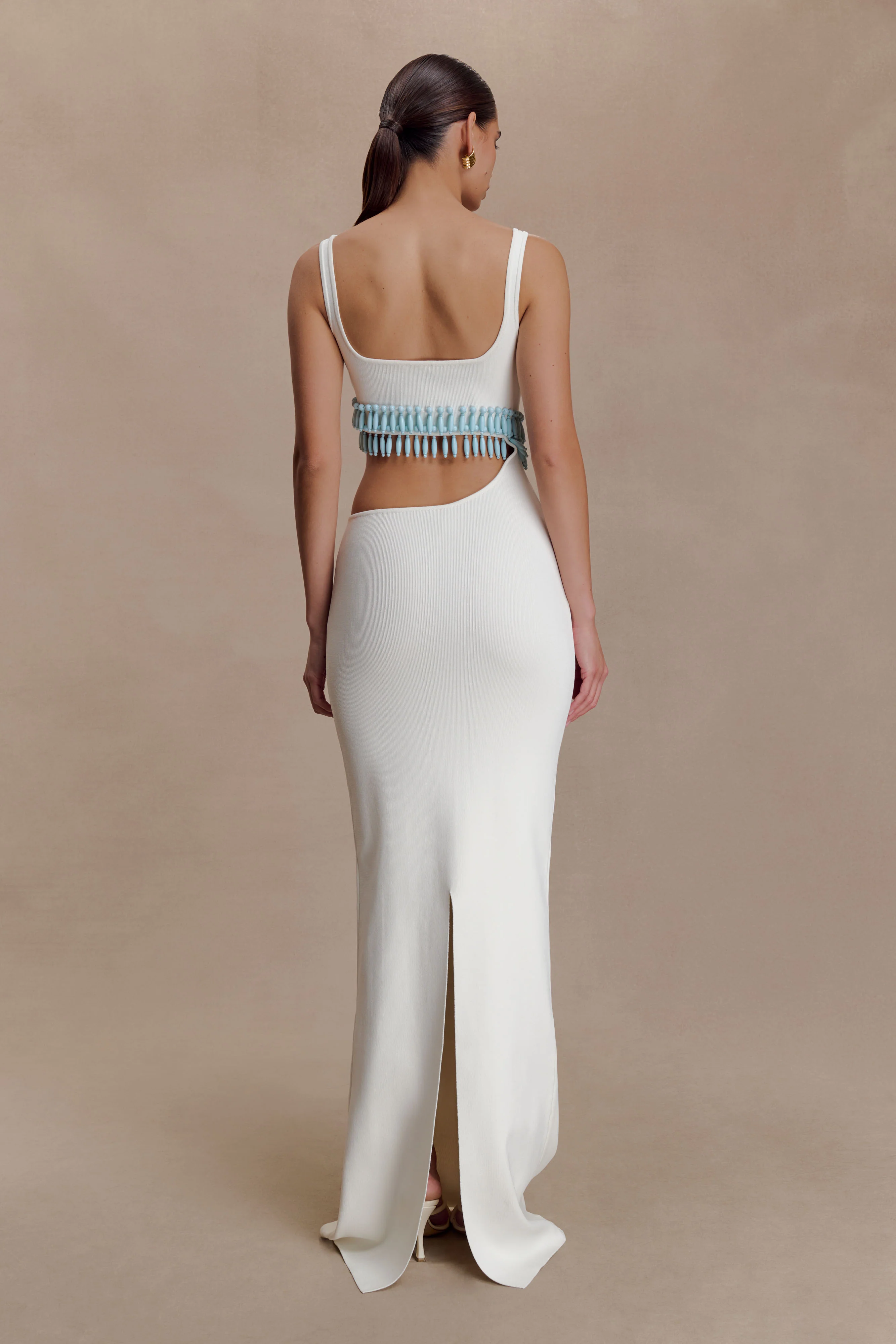 Ruvic Knit Maxi Beaded Dress - White - Image 2