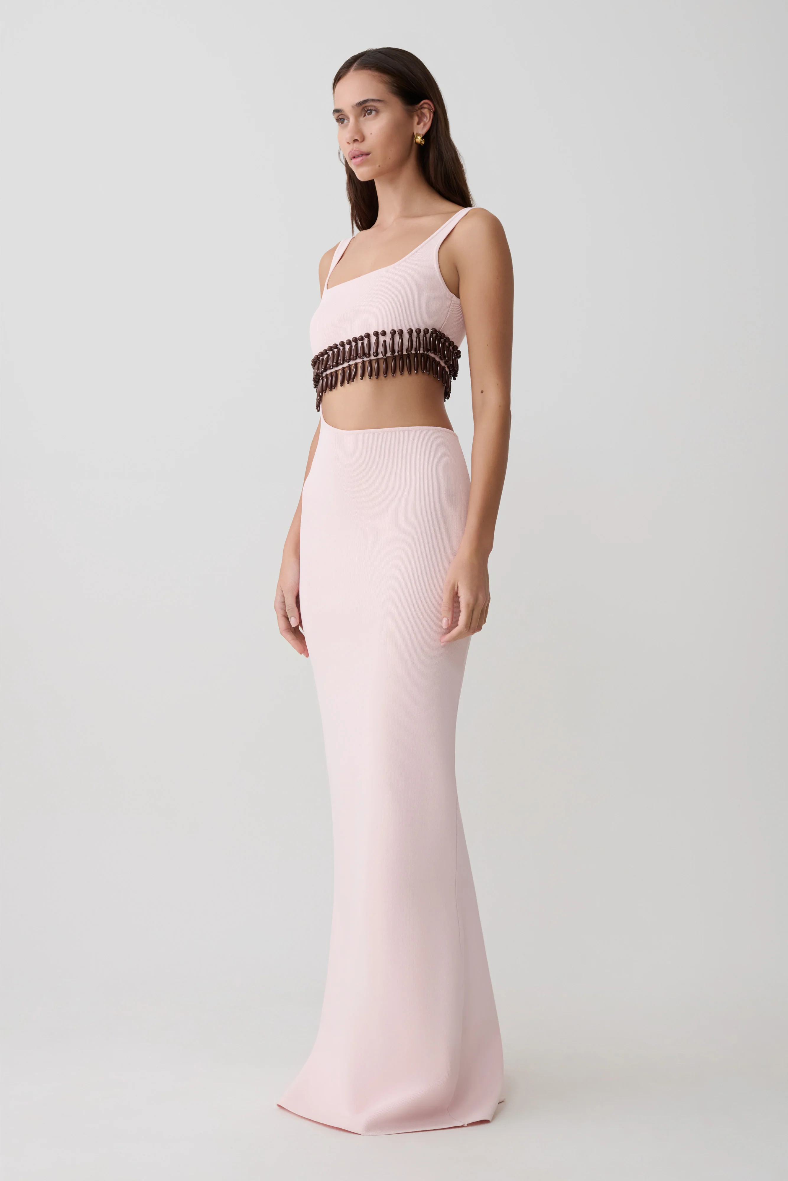 Ruvic Knit Maxi Beaded Dress - Baby Pink - Image 4