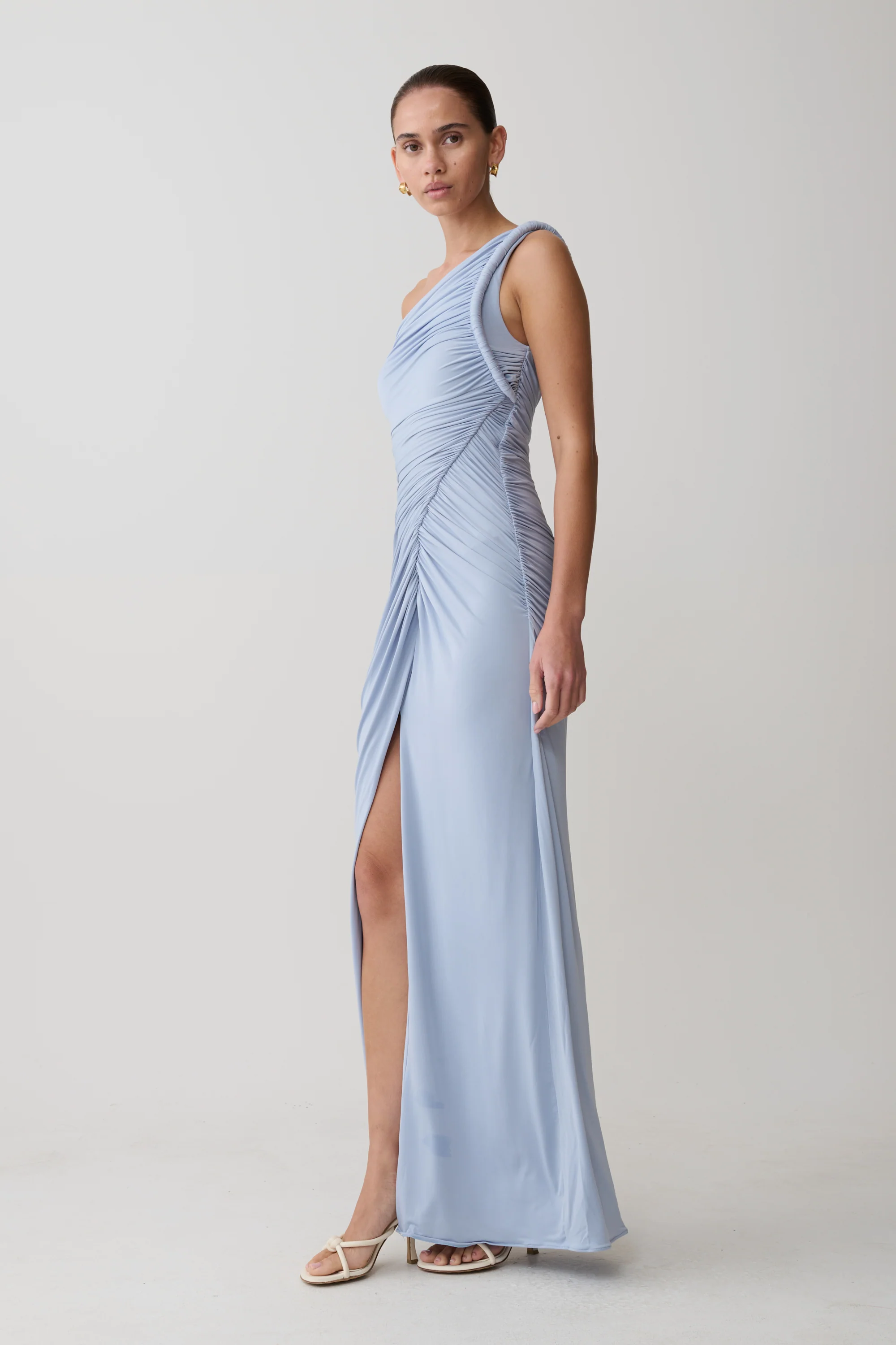 Ryn Twisted One Shoulder Maxi Dress - Sky Blue - Image 3