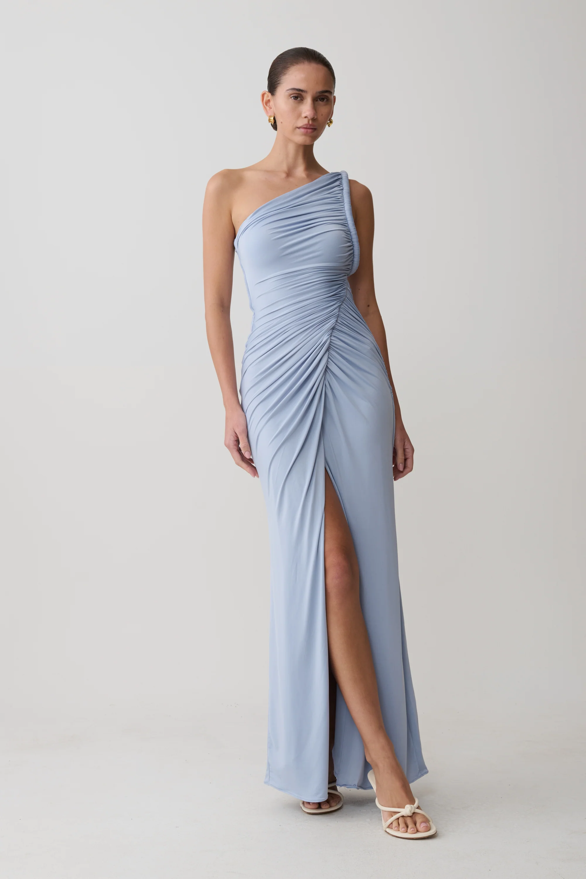 Ryn Twisted One Shoulder Maxi Dress - Sky Blue - Image 4