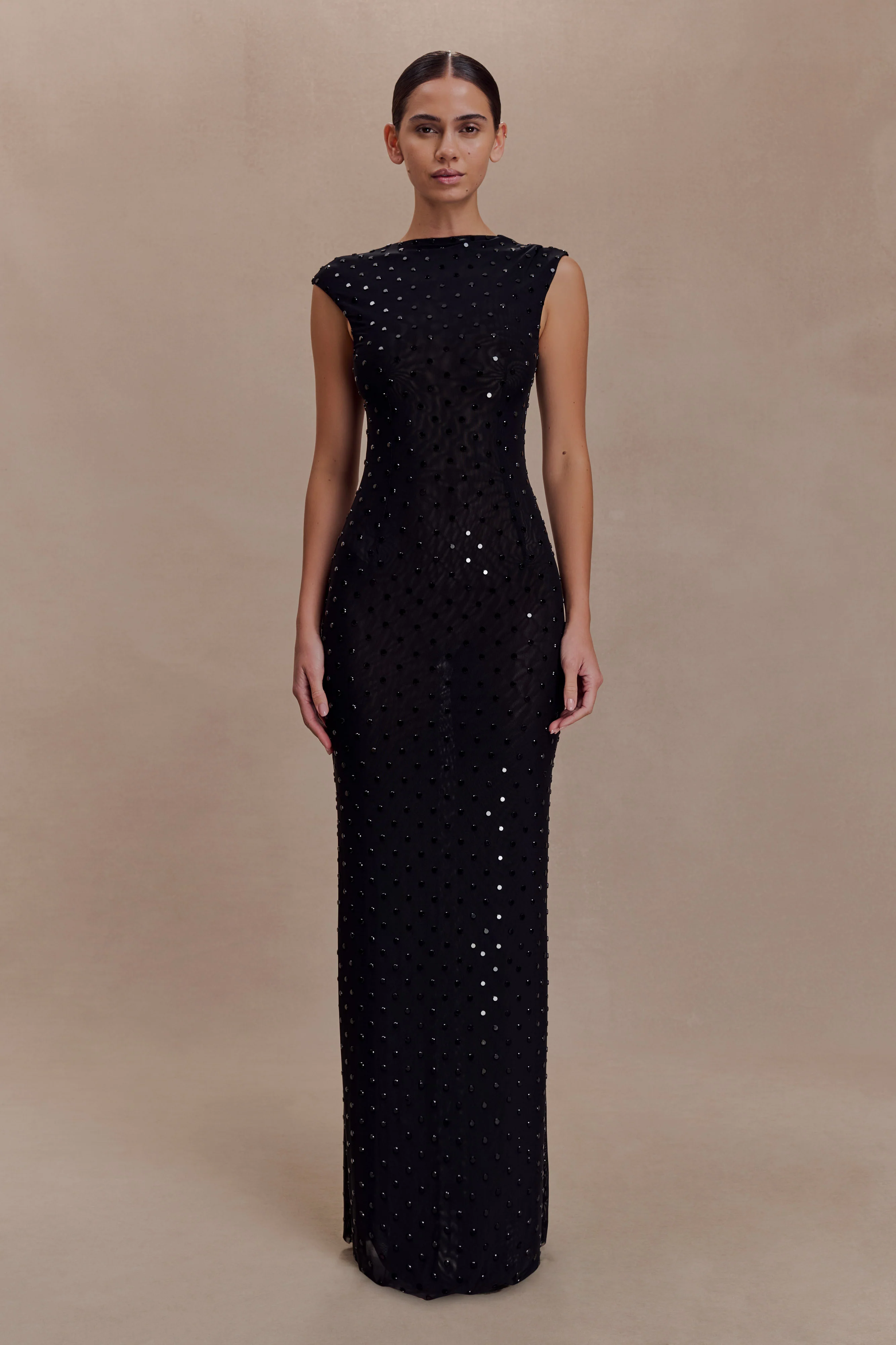 Samara Sleeveless Diamante Maxi Dress - Black - Image 2
