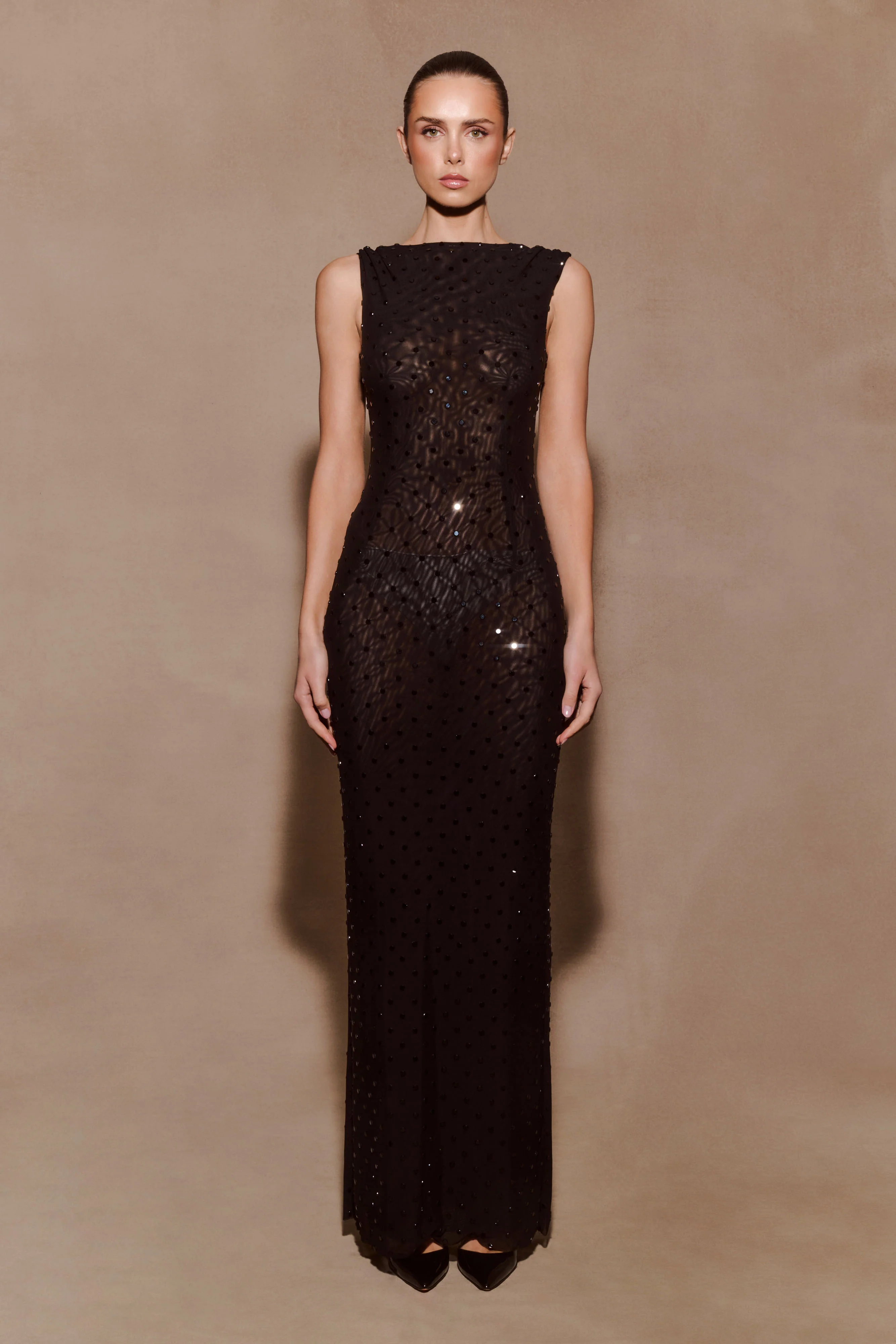 Samara Sleeveless Diamante Maxi Dress - Black - Image 7