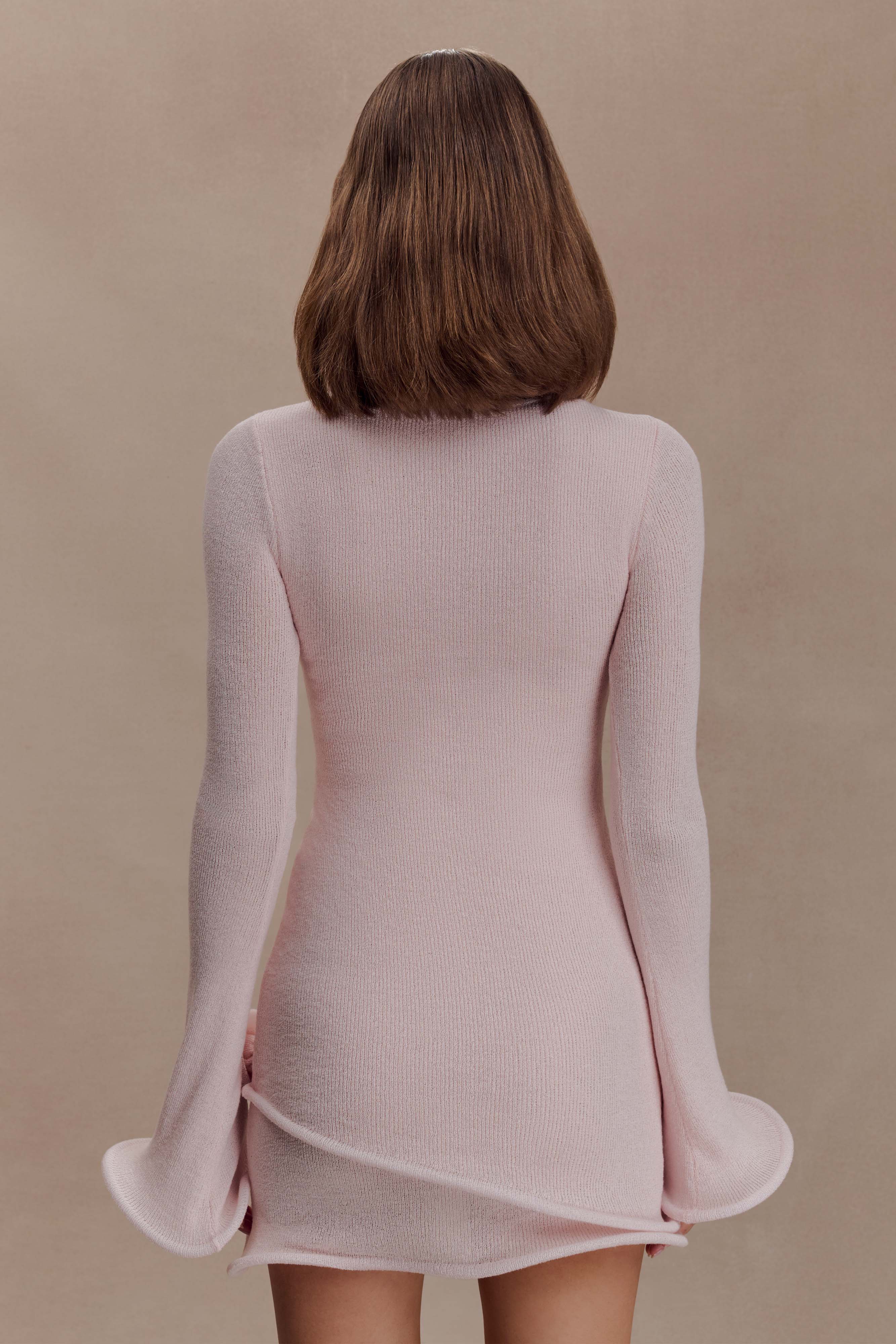 Samira Knit Long Sleeve Mini Dress - Misty Rose - Image 2