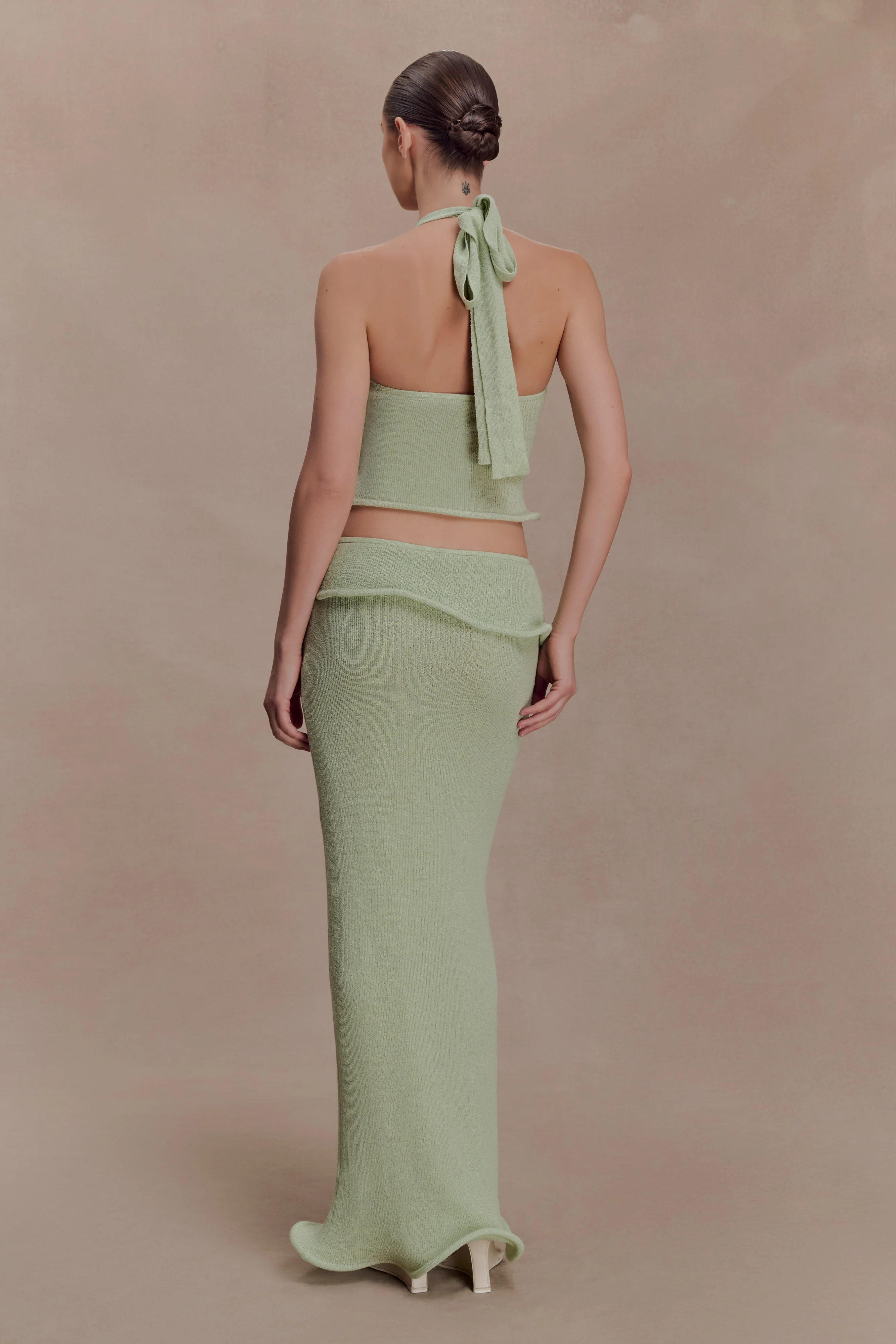 Samira Knit Wired Maxi Skirt - Pastel Green - Image 2