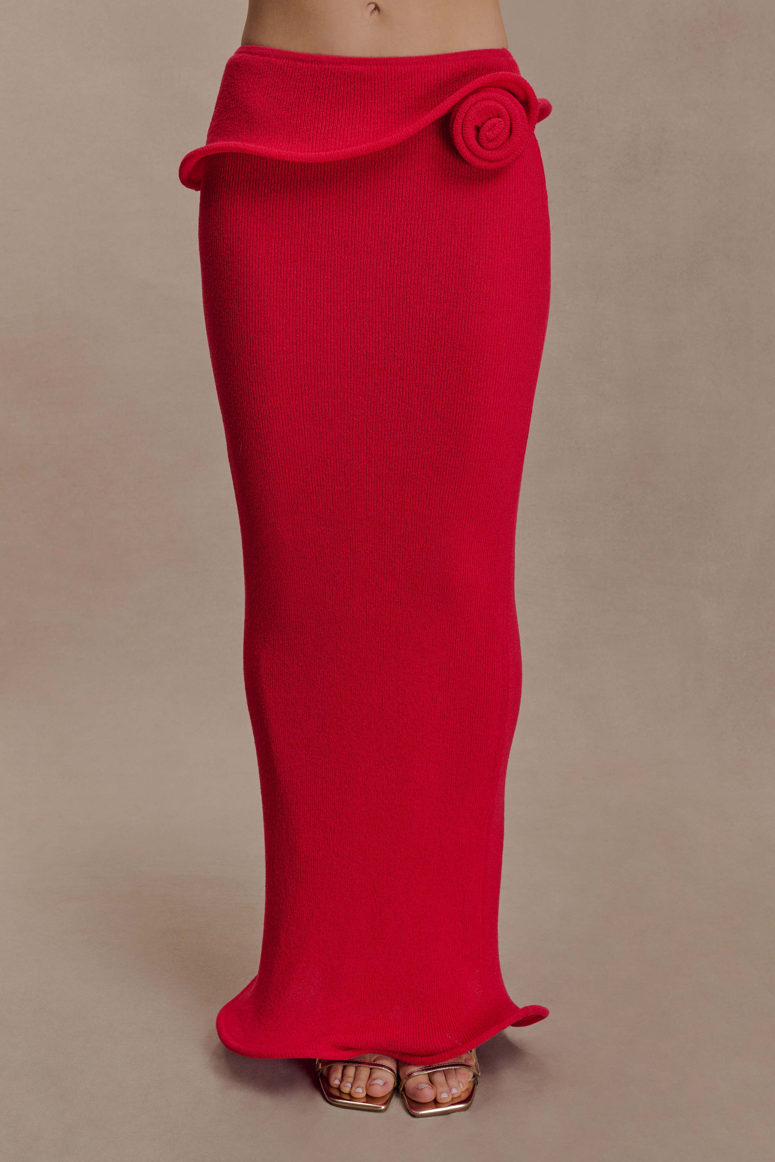 Samira Knit Wired Maxi Skirt - Red - Image 7