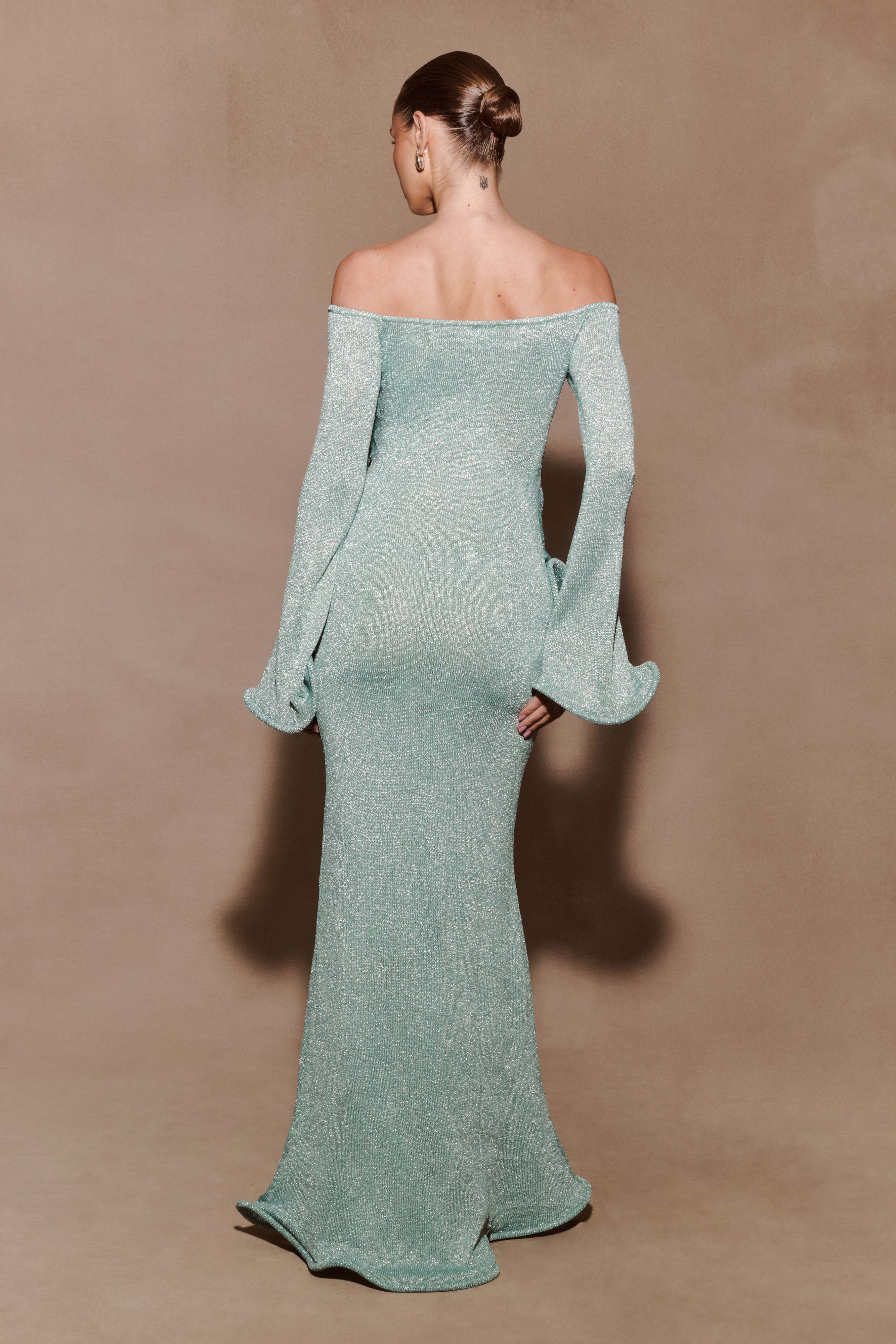 Sandrine Lurex Knit Maxi Dress - Aqua - Image 3