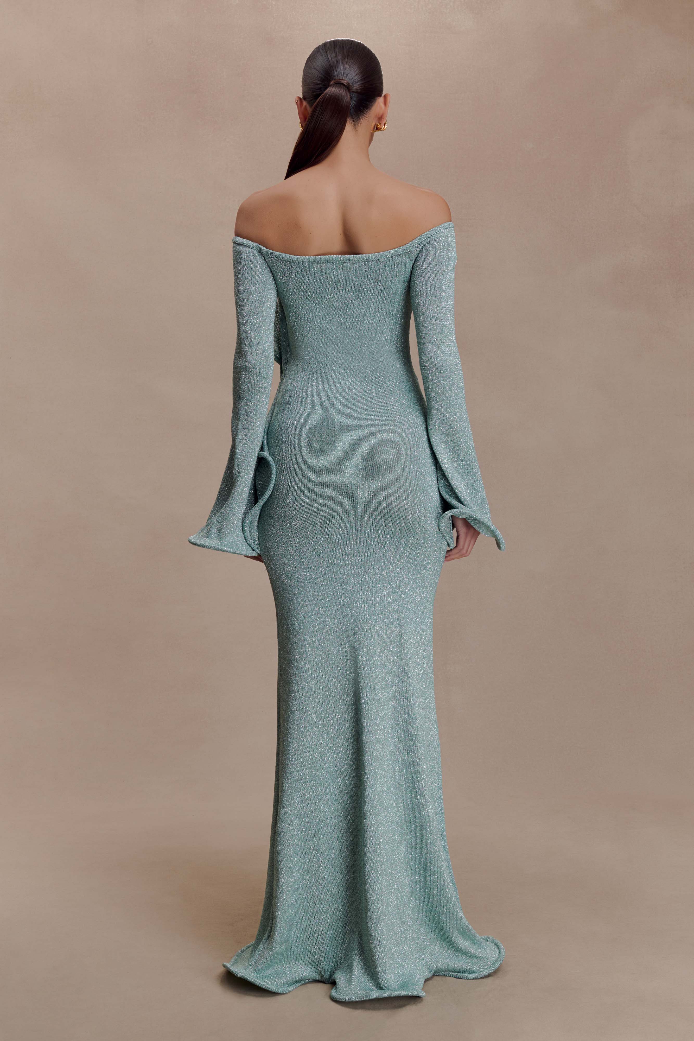 Sandrine Lurex Knit Maxi Dress - Aqua - Image 6