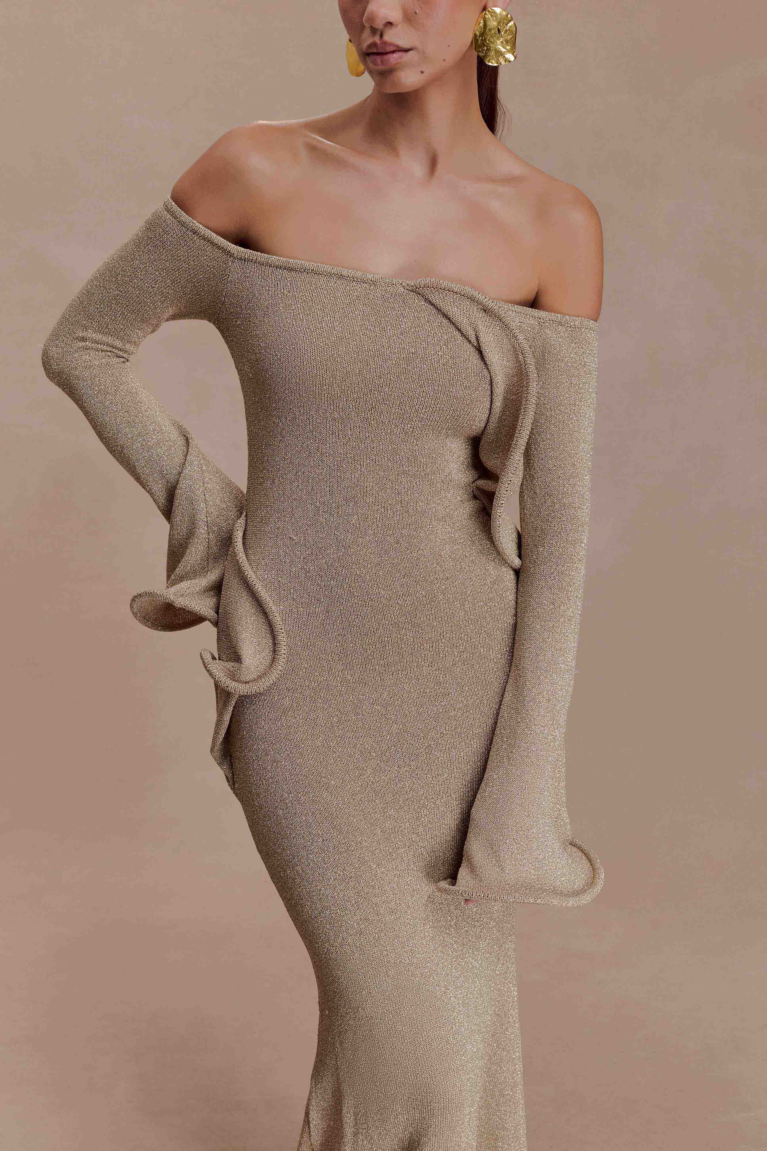 Sandrine Lurex Knit Maxi Dress - Gold - Image 6