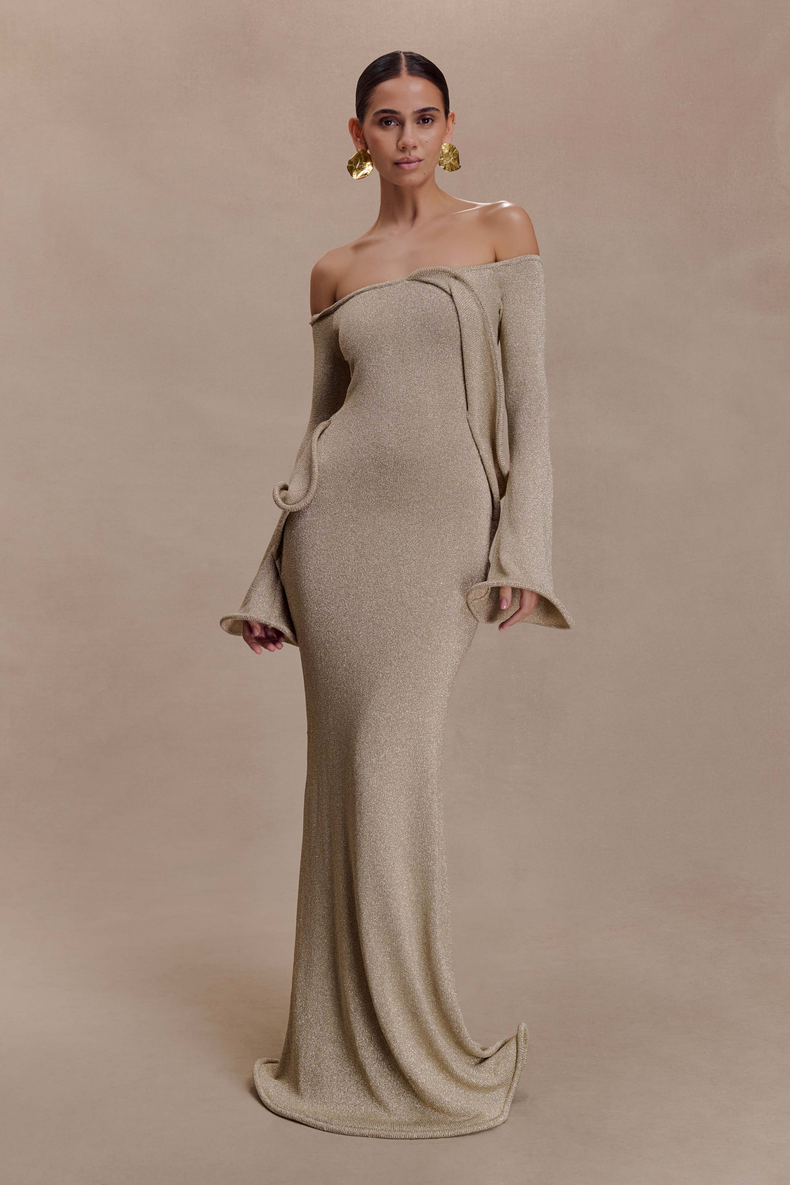 Sandrine Lurex Knit Maxi Dress - Gold - Image 8