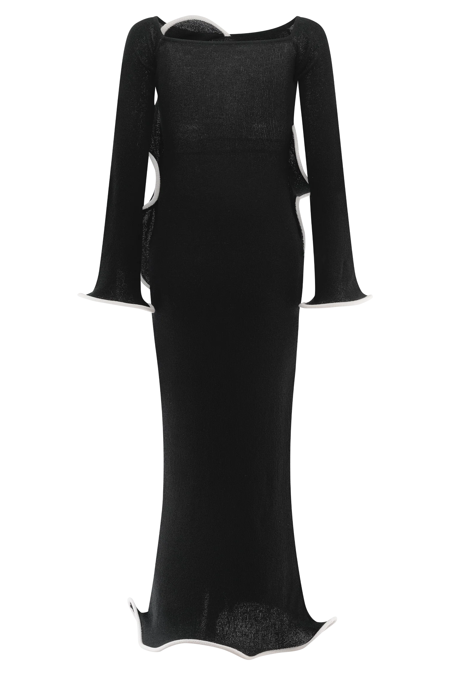Sandrine Off Shoulder Knit Maxi Dress - Black/White - Image 8