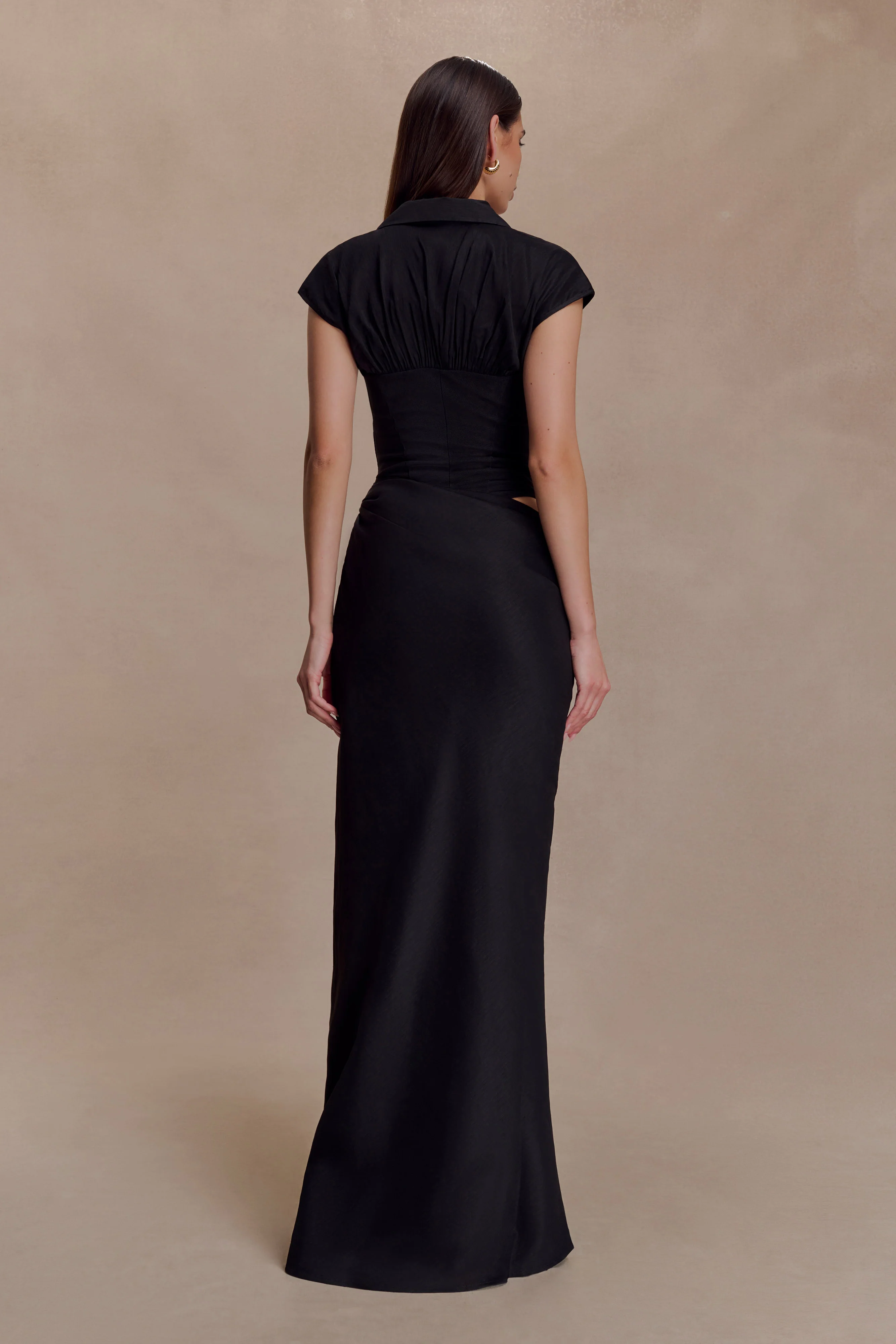 Saphira Shirt Corset Maxi Dress - Black - Image 6