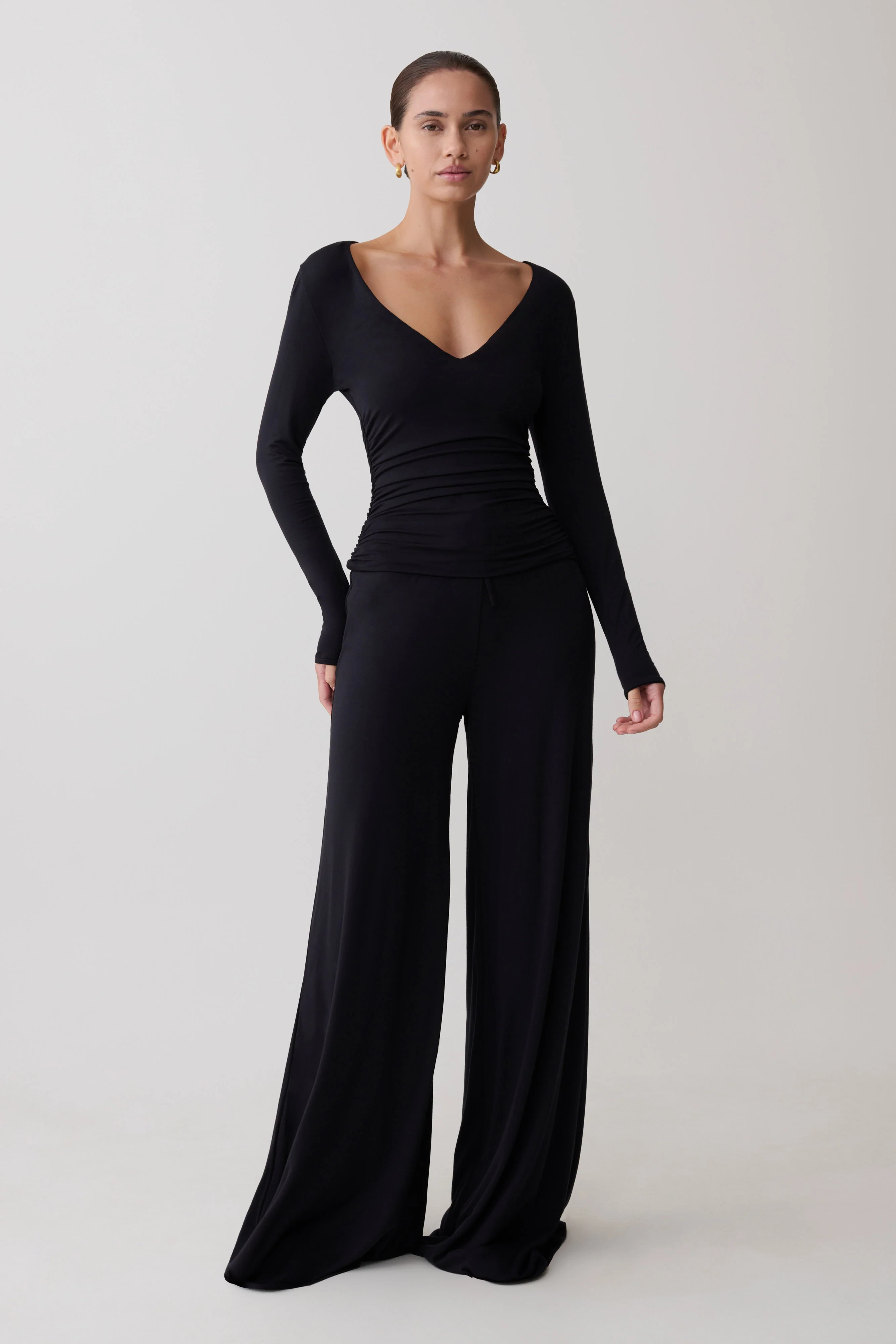 Sari Long Sleeve Modal Top - Black - Image 2