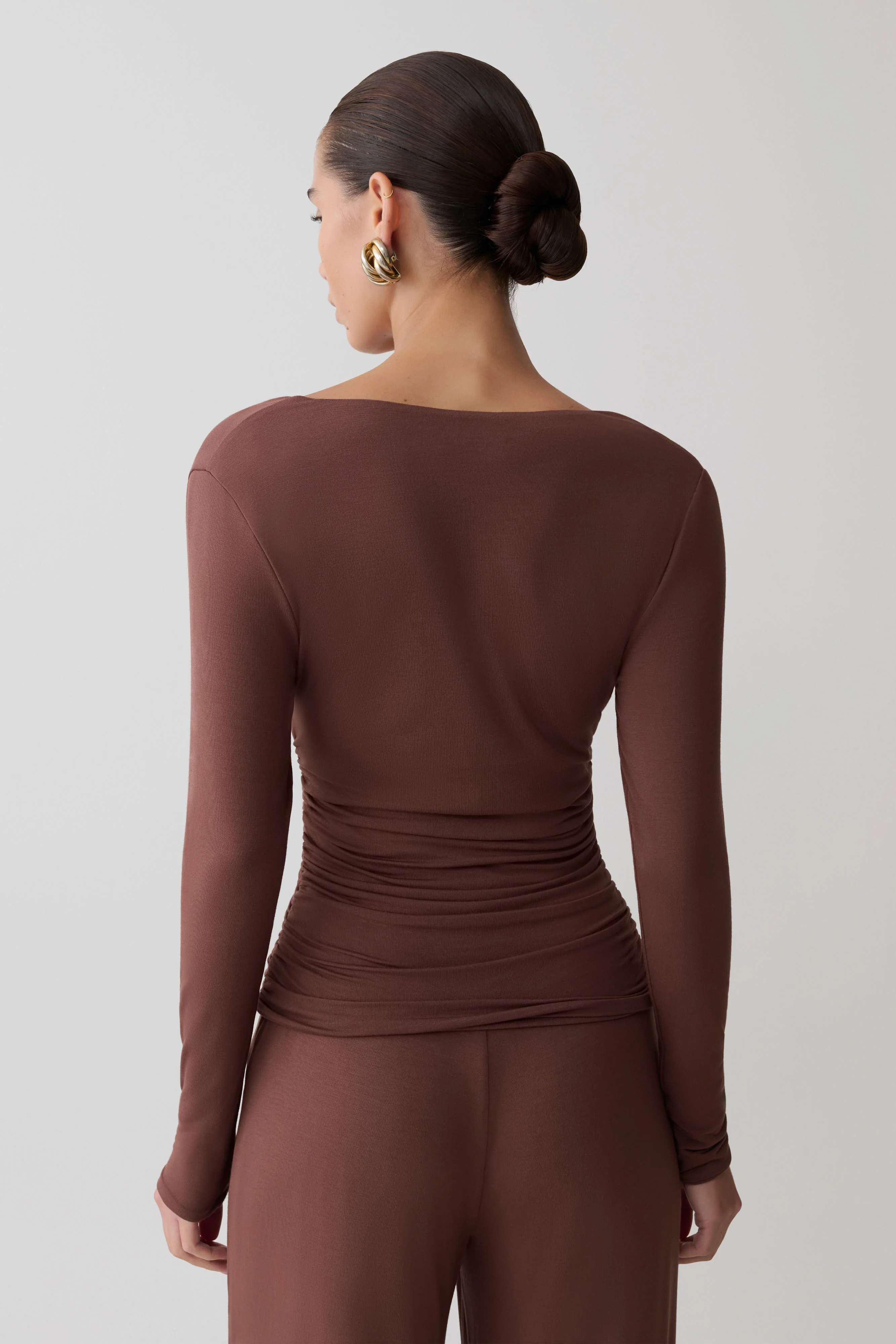 Sari Long Sleeve Modal Top - Chocolate - Image 2