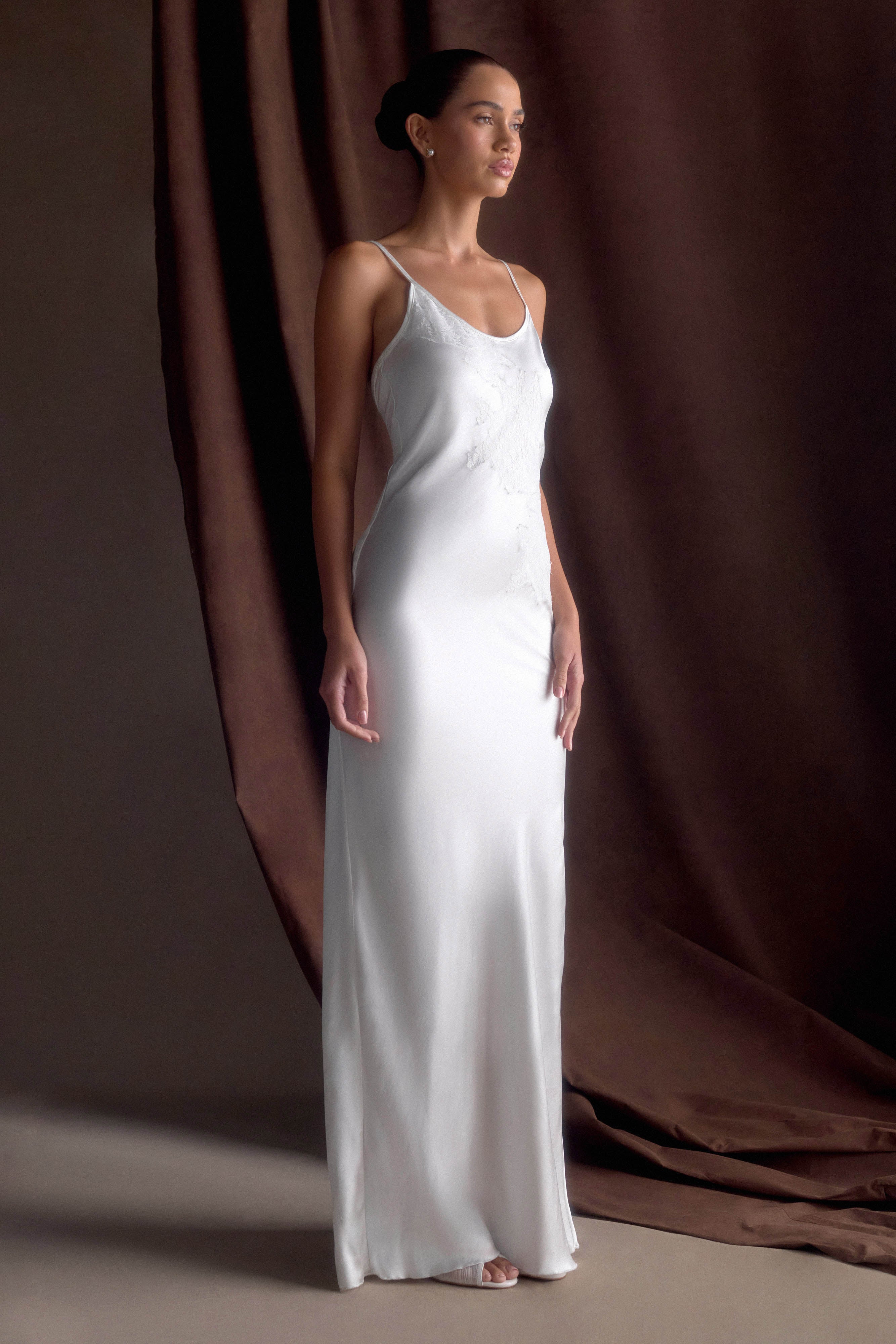 Saylor Satin Slip Maxi Dress - Ivory - Image 4
