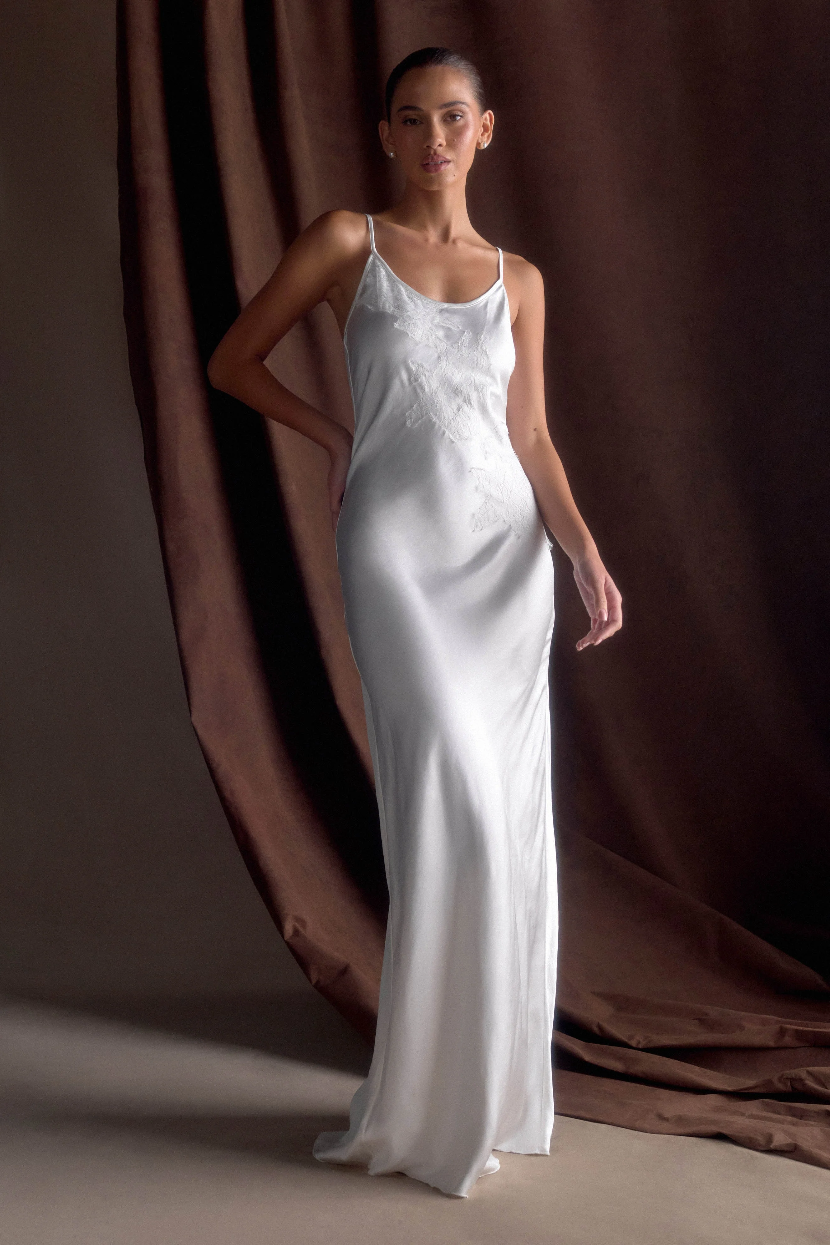 Saylor Satin Slip Maxi Dress - Ivory - Image 6
