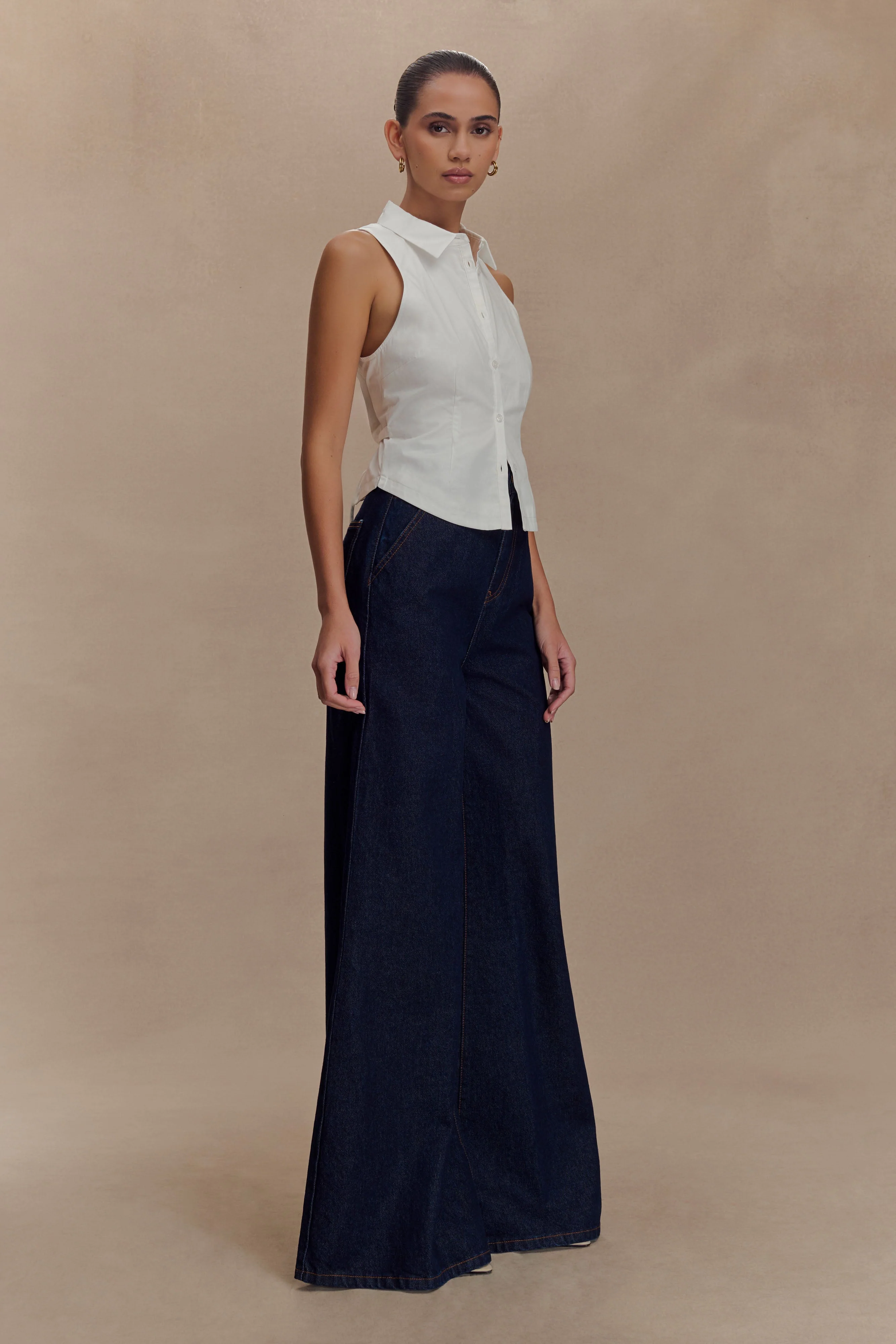 Selene Sleeveless Halter Shirt - White - Image 4
