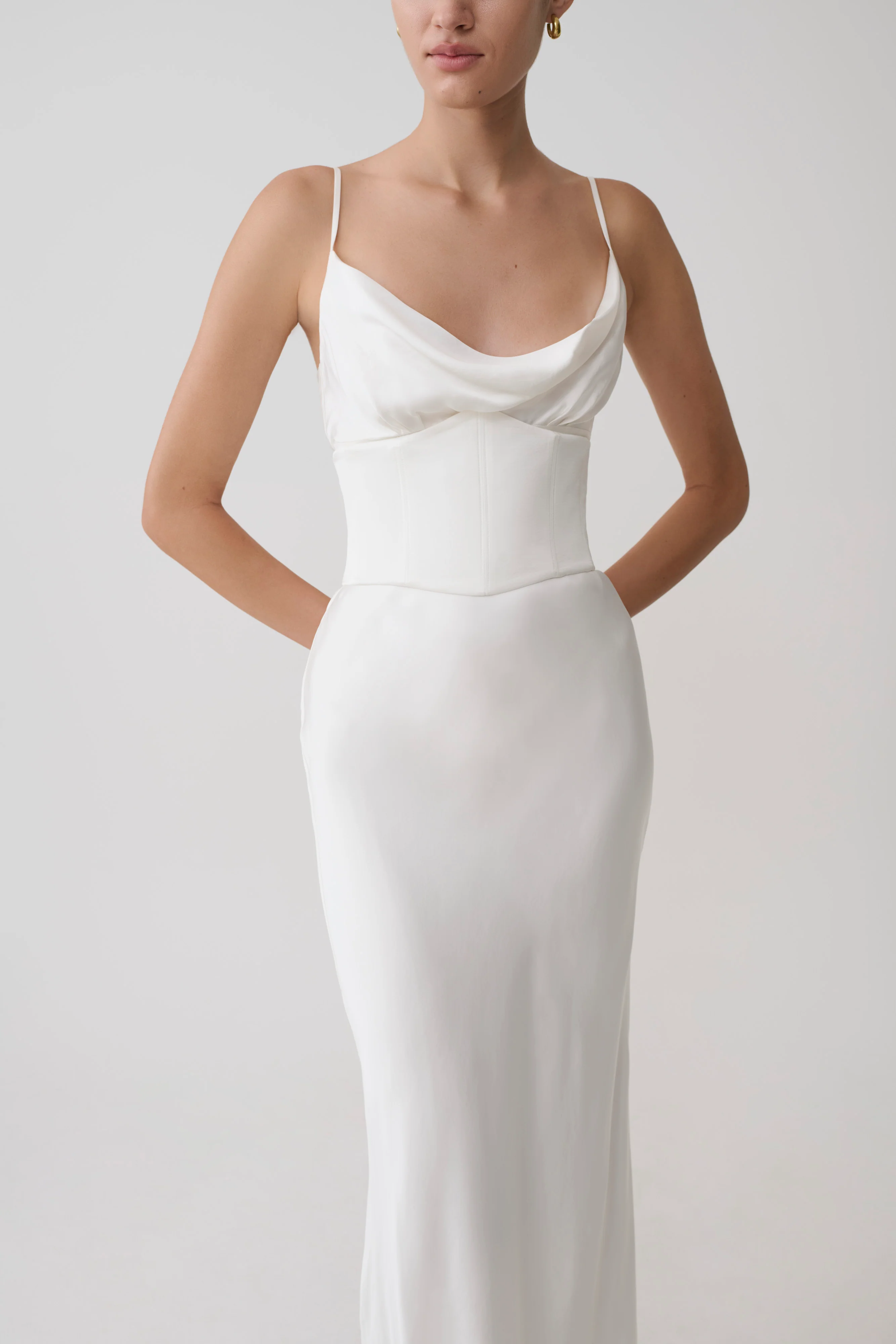 Seraphine Corset Satin Maxi Dress - Ivory - Image 3