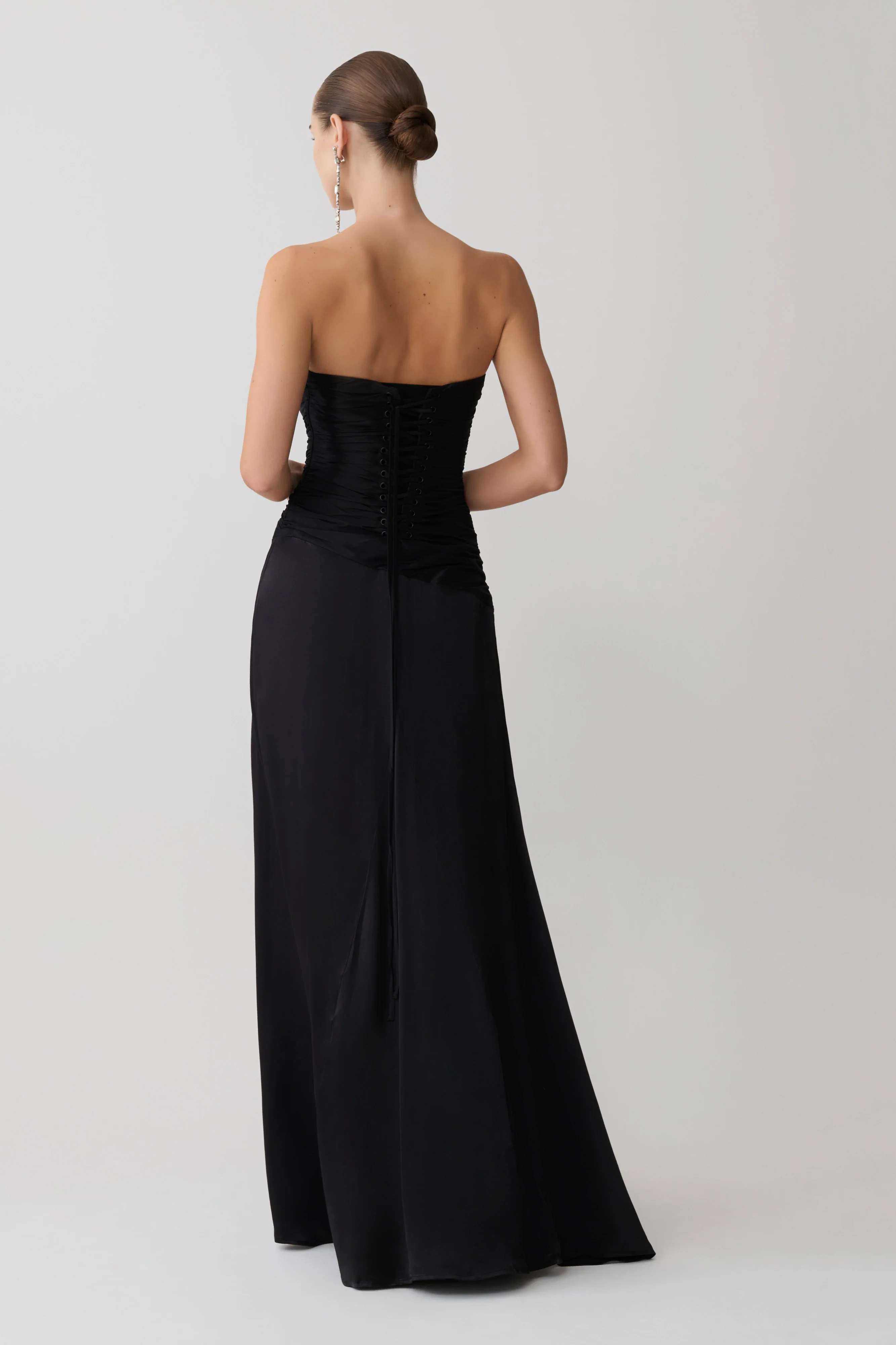 Serena Strapless Taffeta Maxi Dress - Black - Image 3