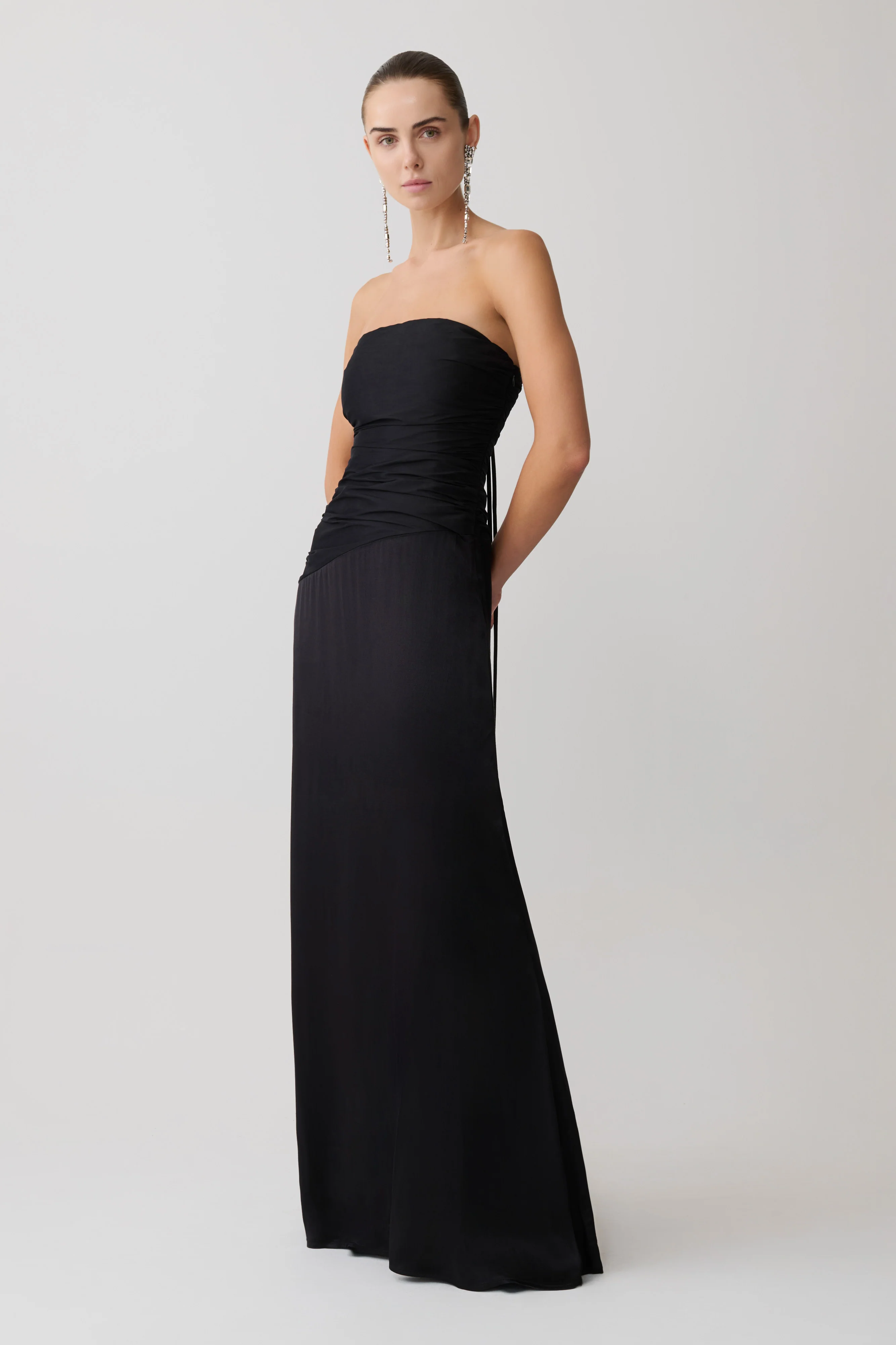 Serena Strapless Taffeta Maxi Dress - Black - Image 4