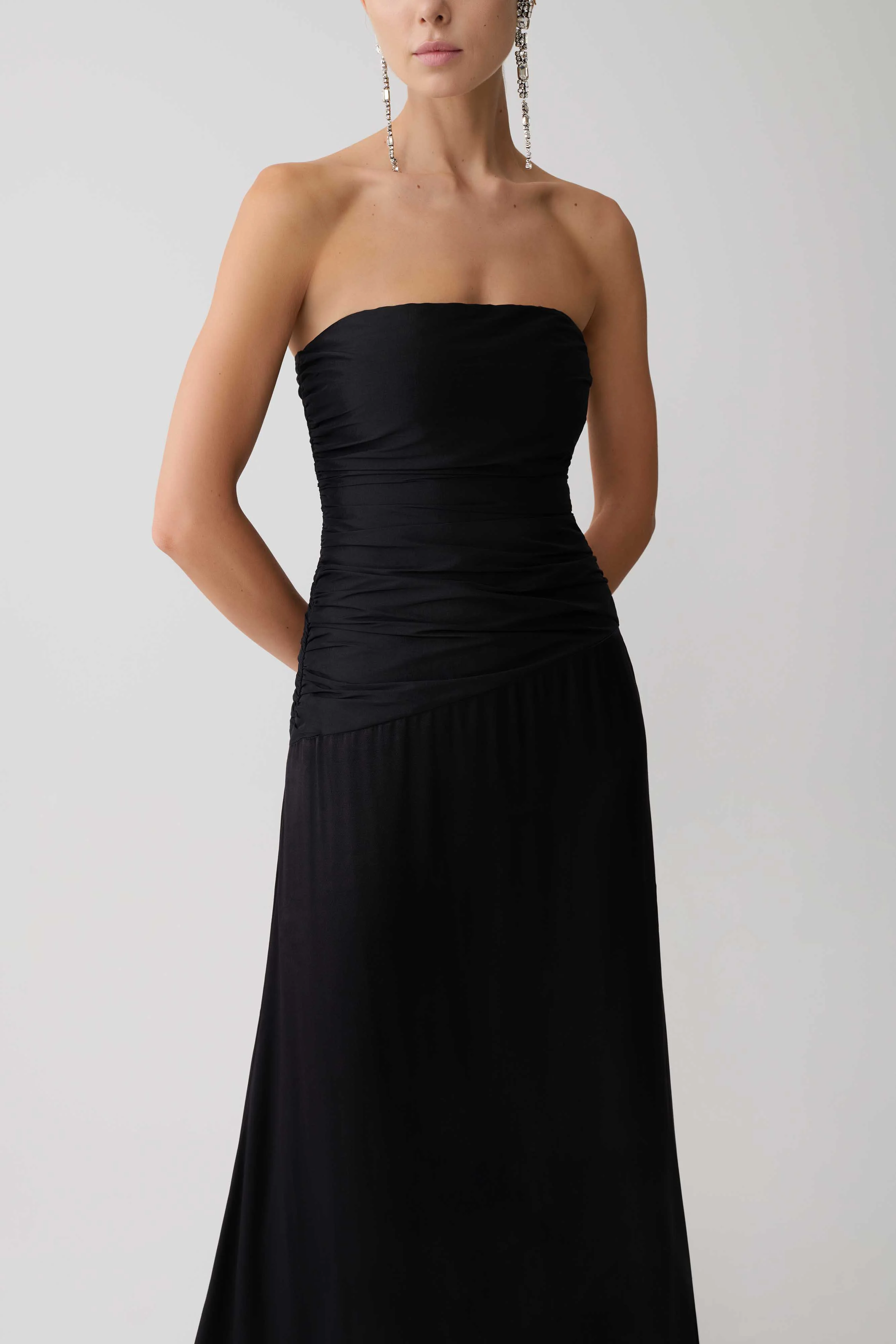 Serena Strapless Taffeta Maxi Dress - Black - Image 7