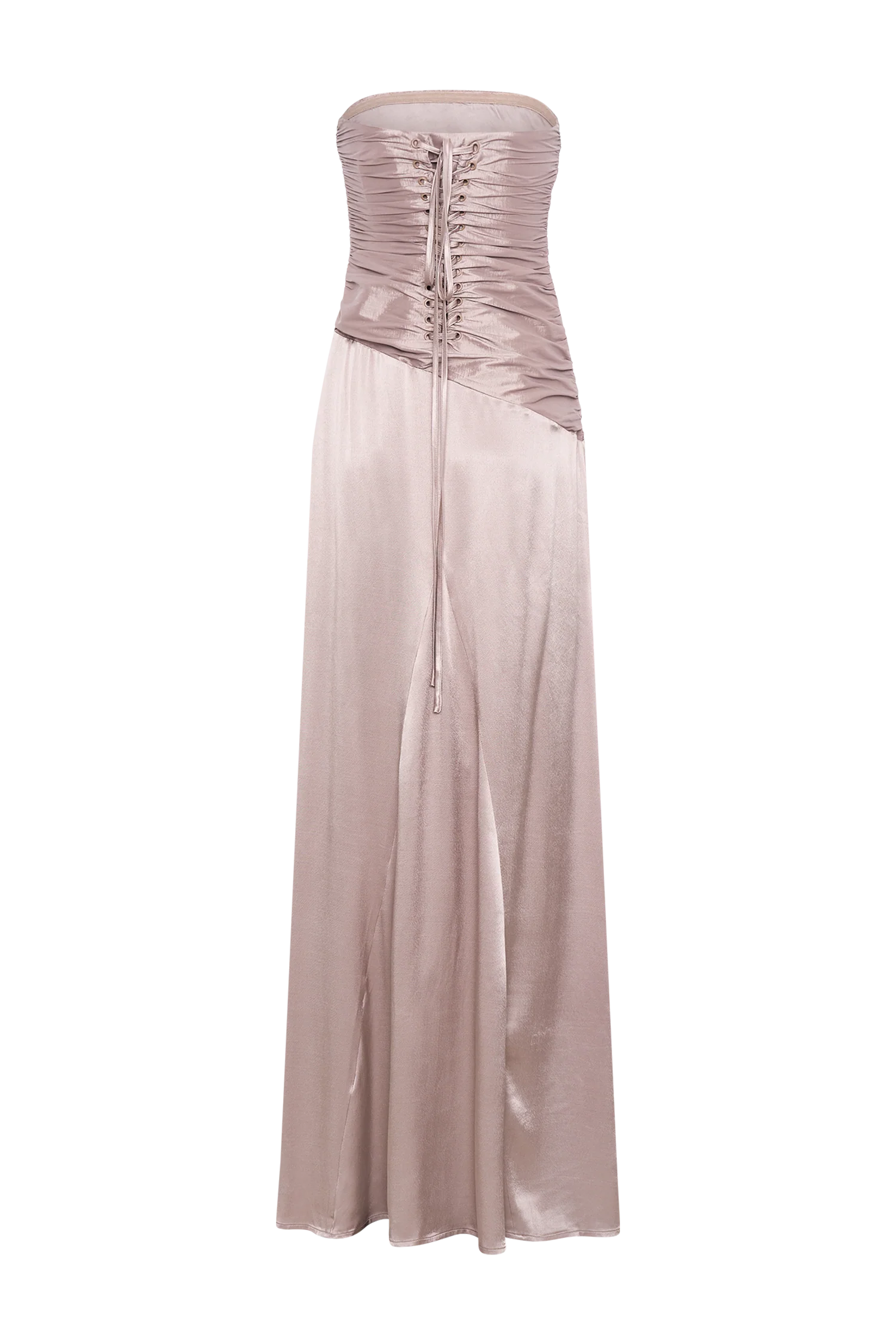 Serena Strapless Taffeta Maxi Dress - Bronze Taupe - Image 12