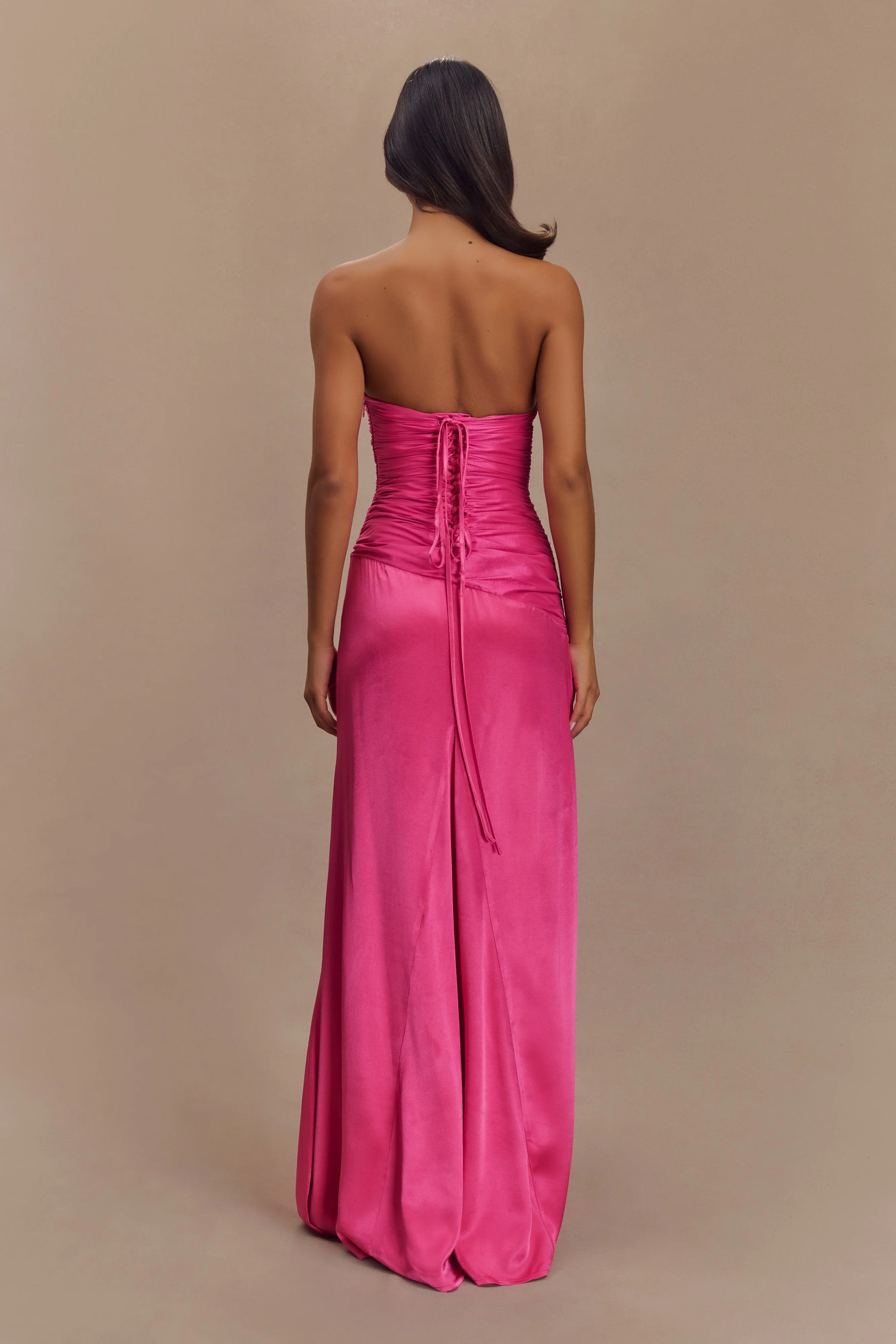 Serena Strapless Taffeta Maxi Dress - Crimson Pink - Image 2